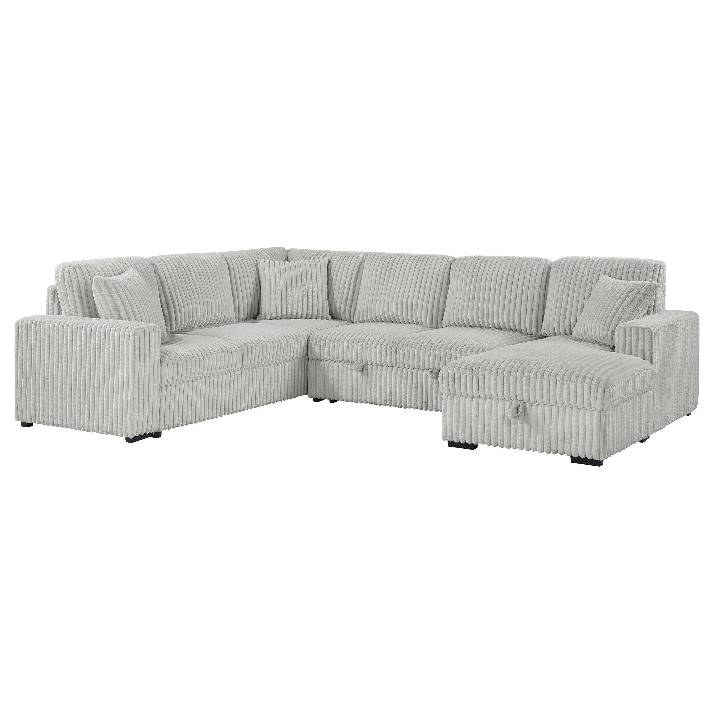 Devonshire Gray Sleeper Sectional Sofa Storage Chaise - Image 5