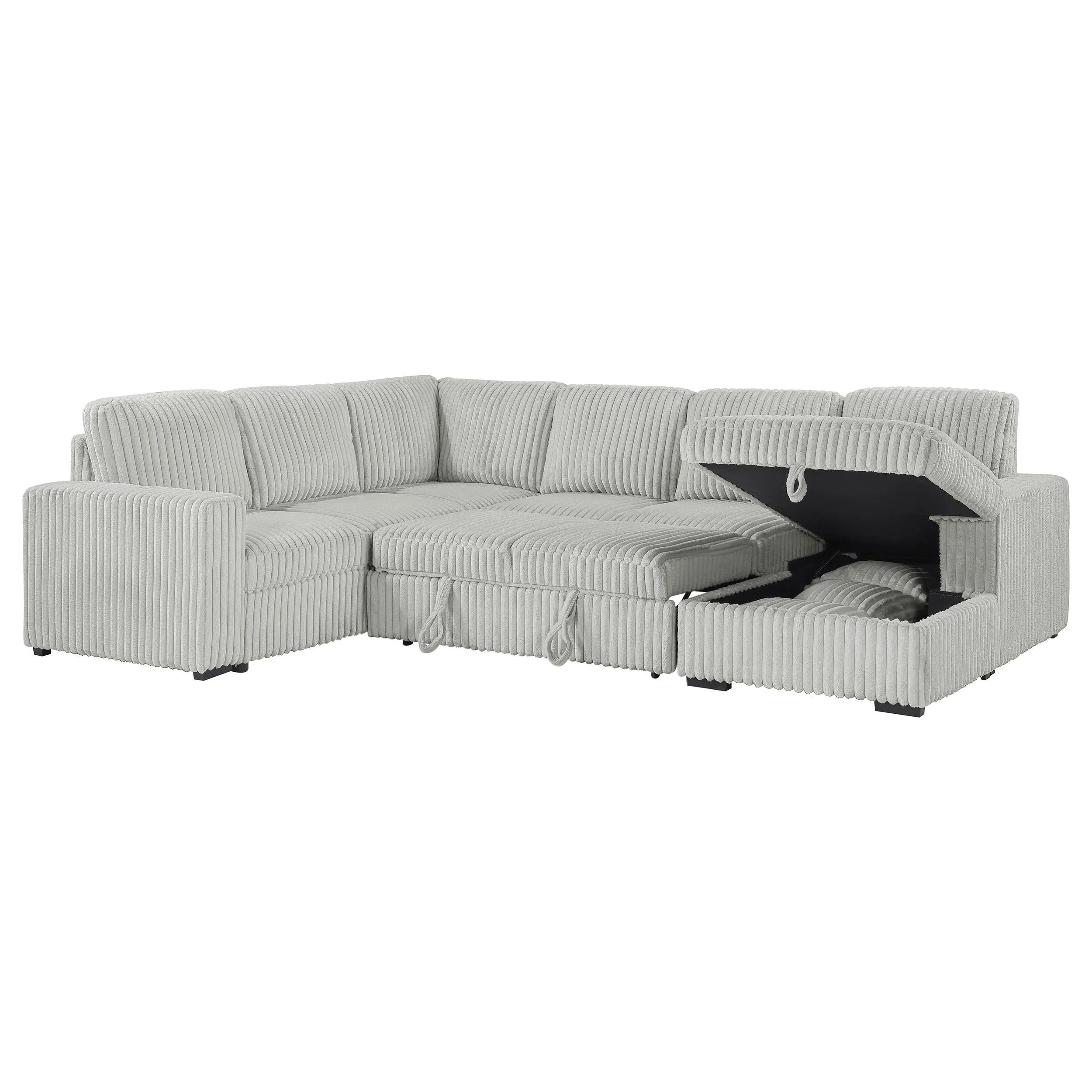 Devonshire Gray Sleeper Sectional Sofa Storage Chaise - Image 8