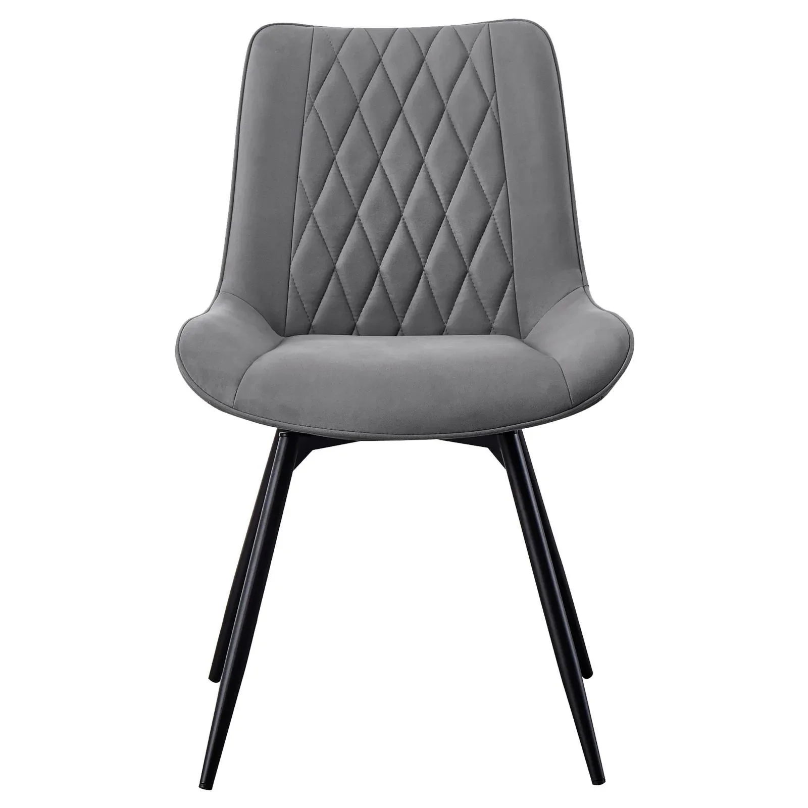 Diggs Gray and Gunmetal Upholstered Tufted Swivel Dining Chairs, Set of 2 - Image 2