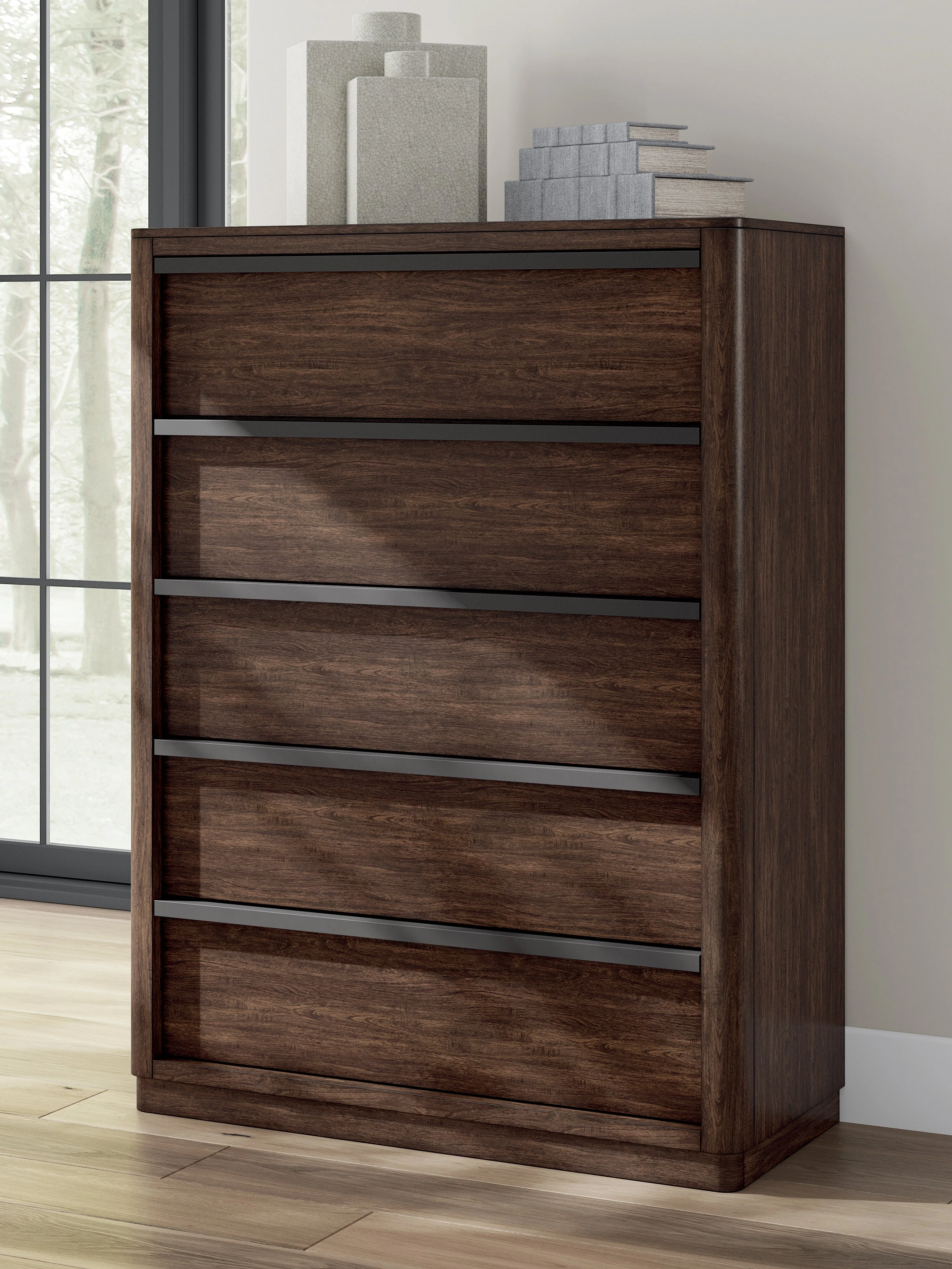 Dilenno Dark Brown 5 Drawer Chest of Drawers