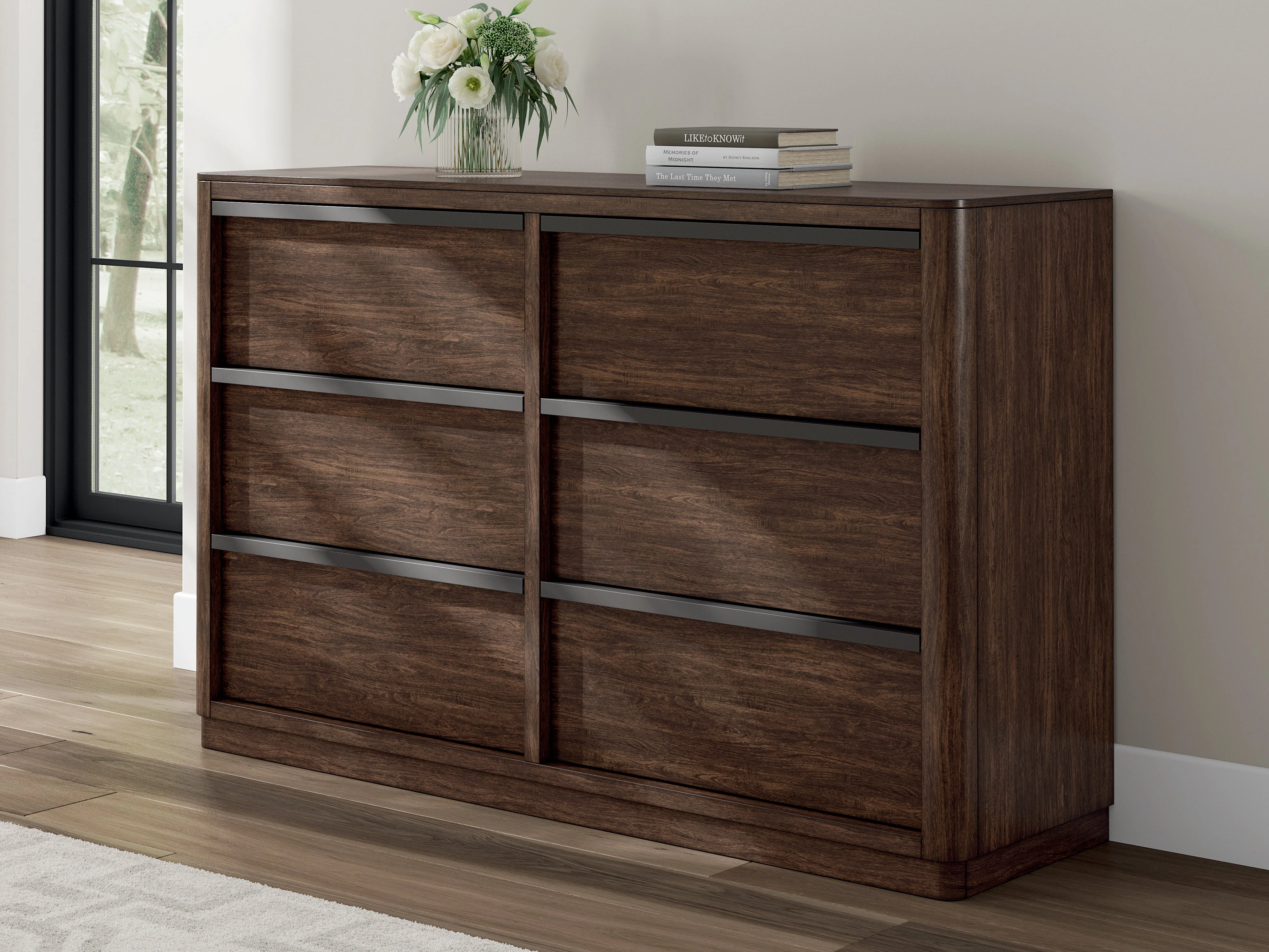 Dilenno Dark Brown 6 Drawer Dresser