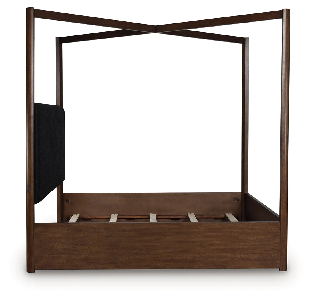 Dilenno Dark Brown King Canopy Bed - Image 5