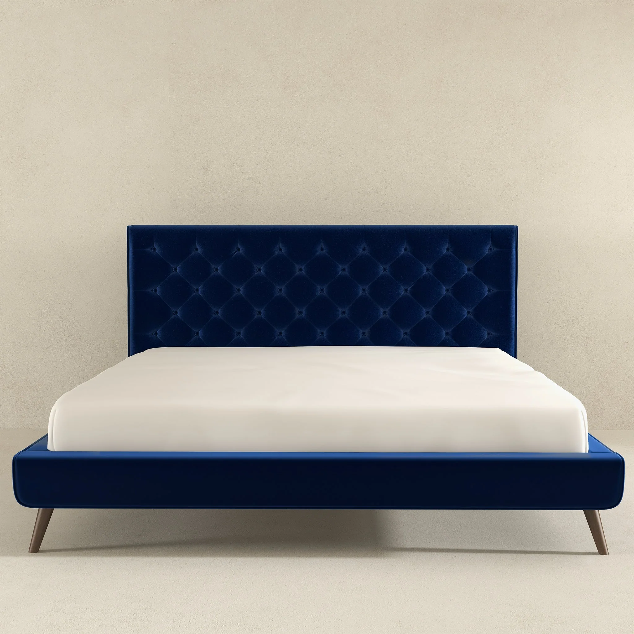 Dillon Blue Velvet Platform Bed (King Size) - Image 4