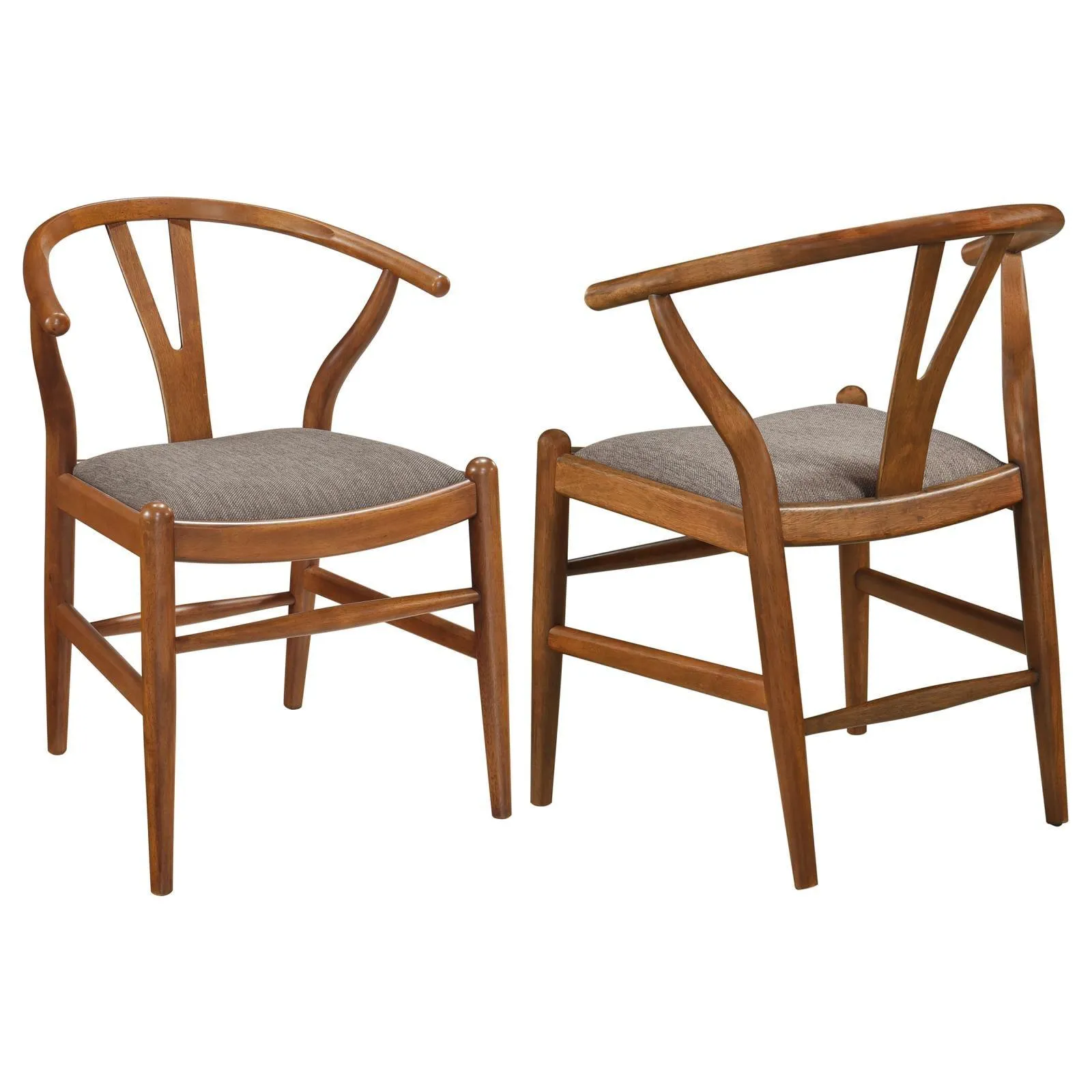 Dinah Danish Y-Shaped Back Wishbone Dining Side Chair Walnut and Brown (Set of 2) - Image 2