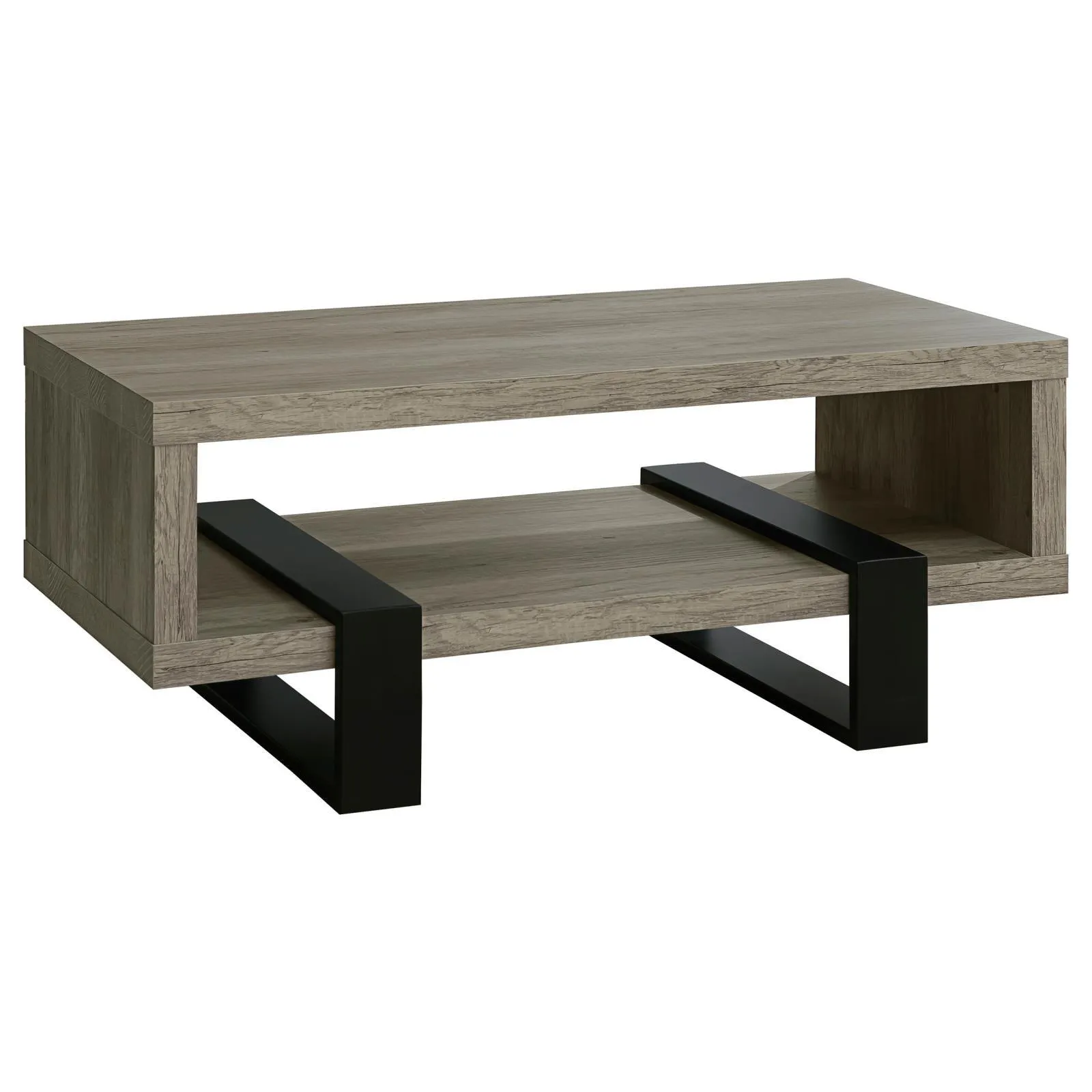 Dinard Gray Driftwood Coffee Table with Shelf - Image 2