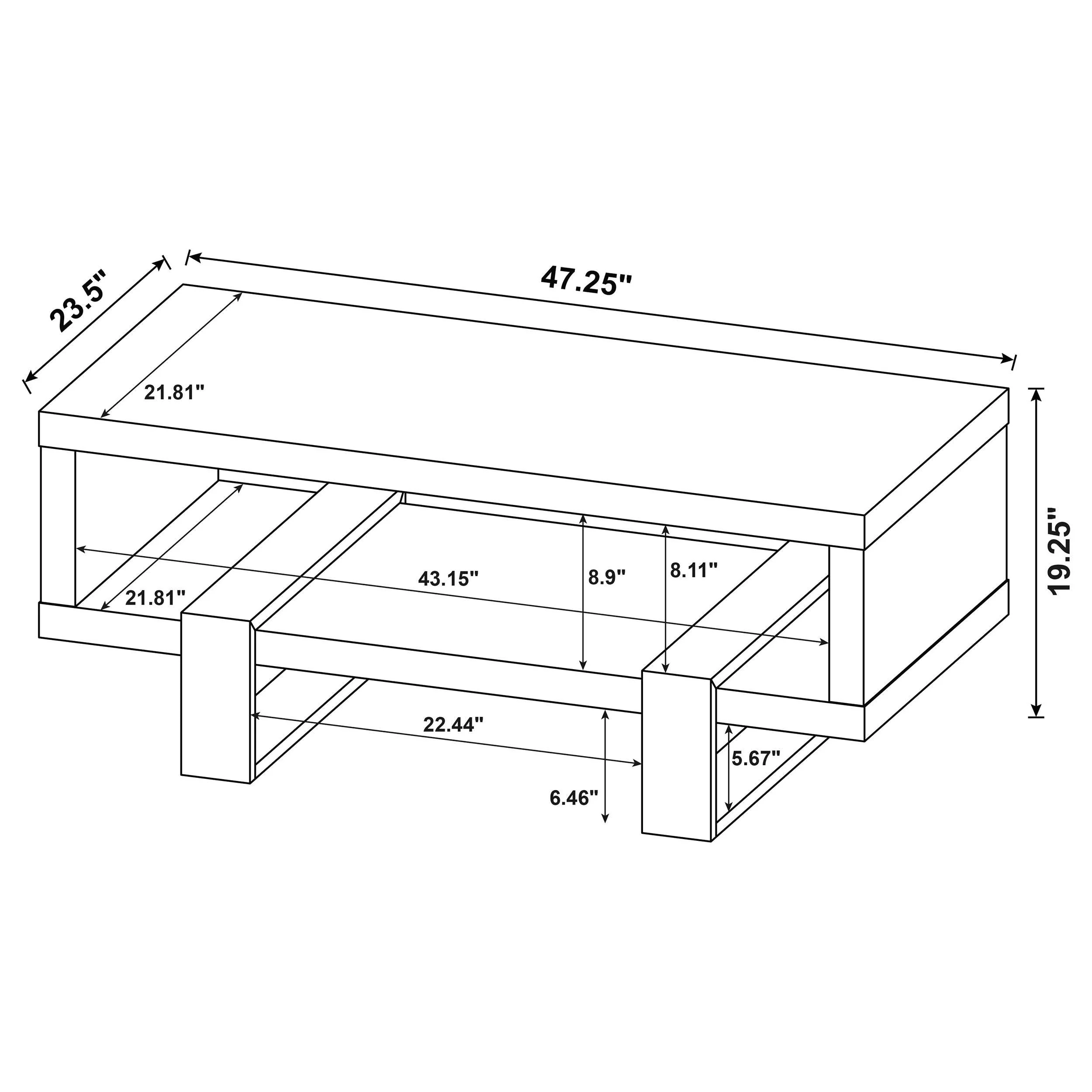 Dinard Latte Engineered Wood Cocktail Coffee Table - Image 8