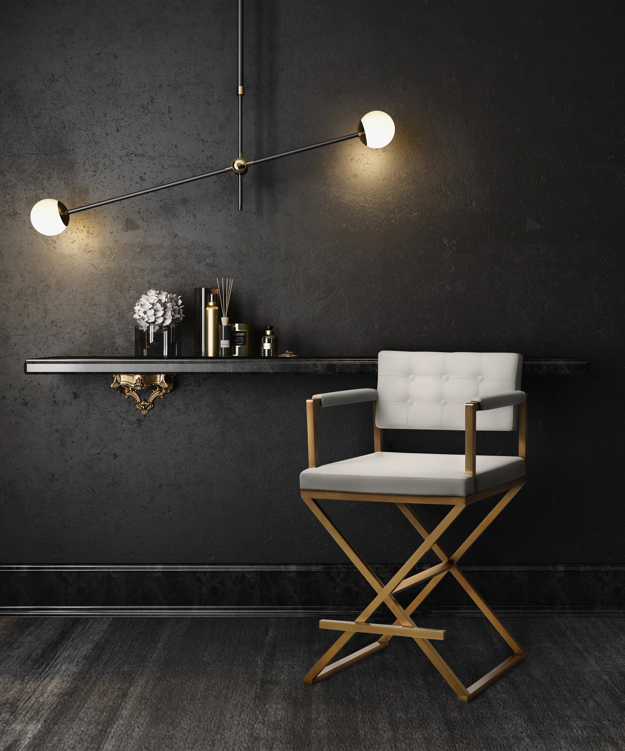 Director Performance Vegan Leather Stool with Gold Base - Image 19