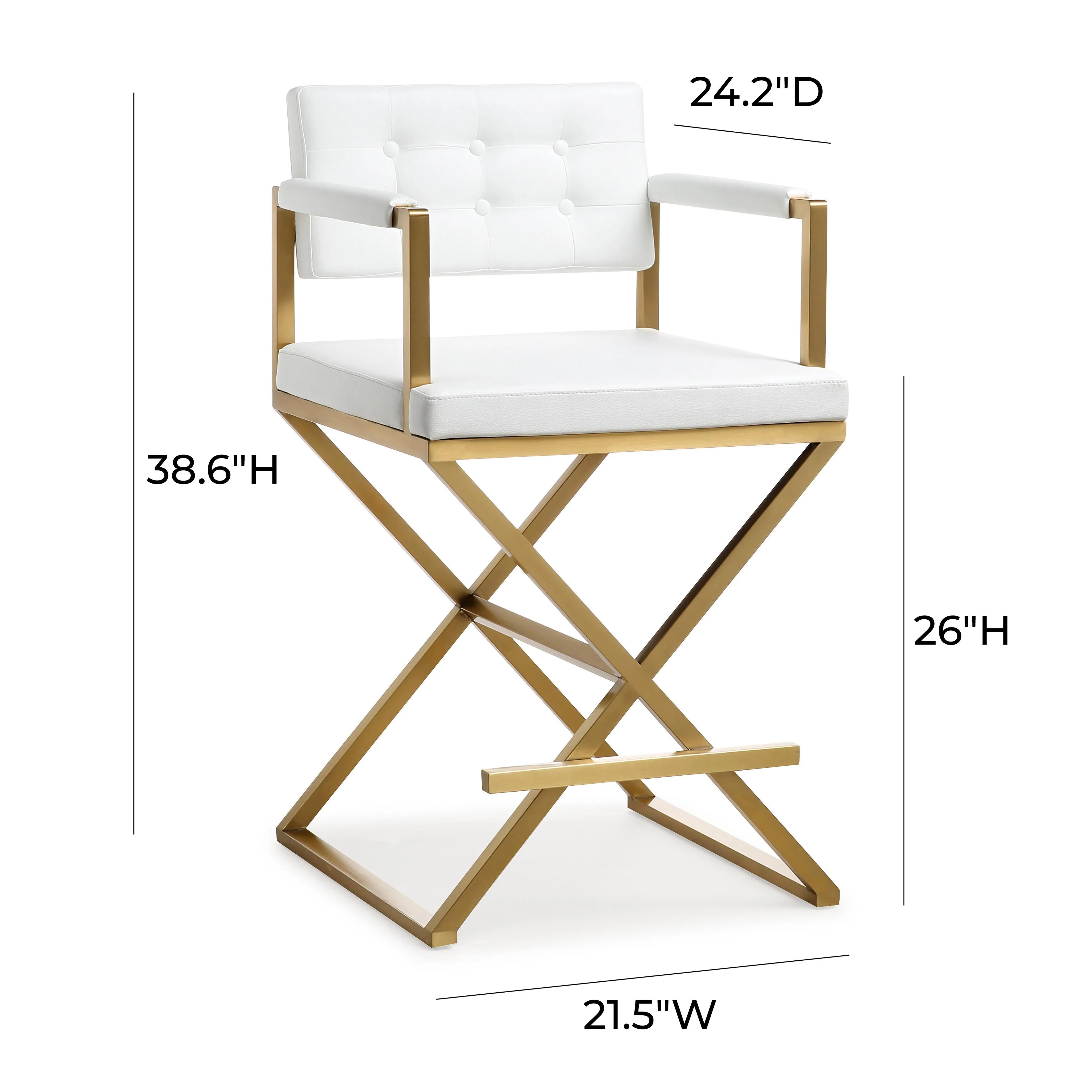 Director Performance Vegan Leather Stool with Gold Base - Image 35