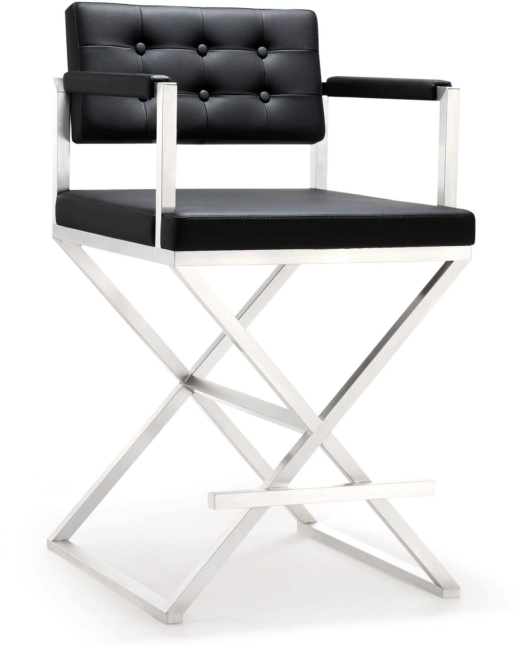 Director Performance Vegan Leather Stool with Silver Base - Image 28