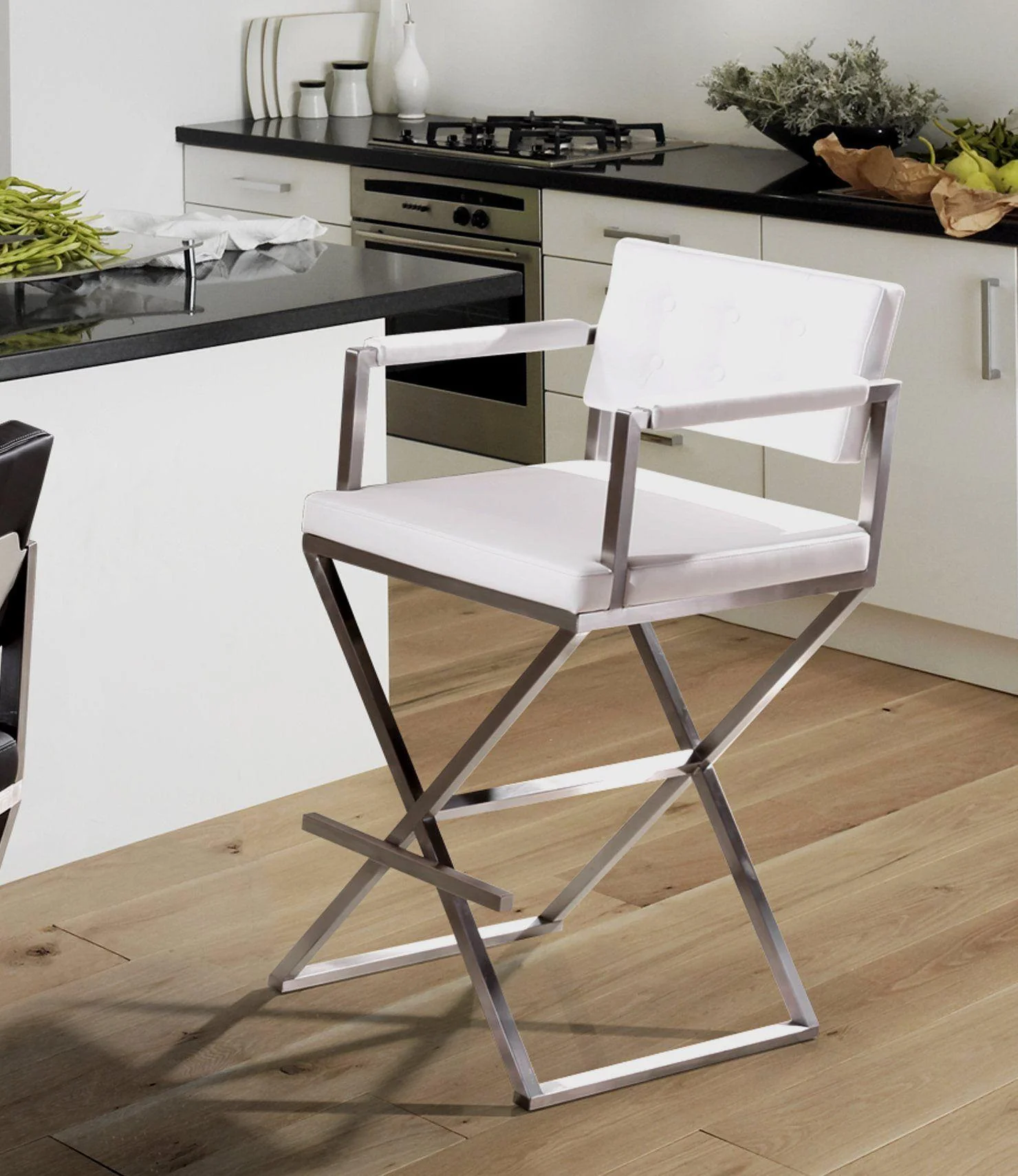 Director Performance Vegan Leather Stool with Silver Base - Image 9