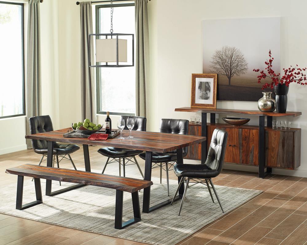Ditman Gray Sheesham/Black Live Edge Dining Bench - Image 4