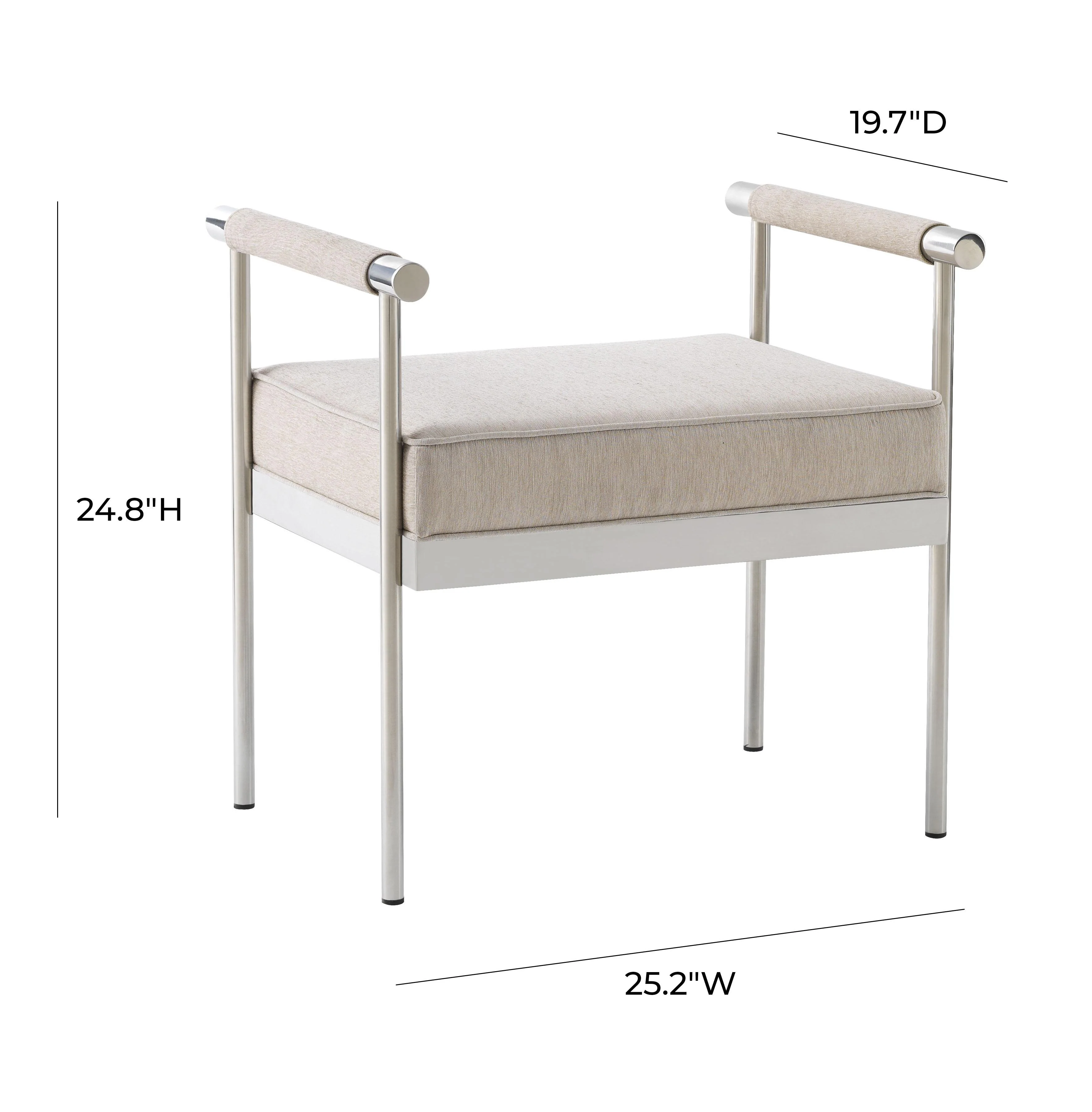Diva Cream Velvet Bench - Image 9