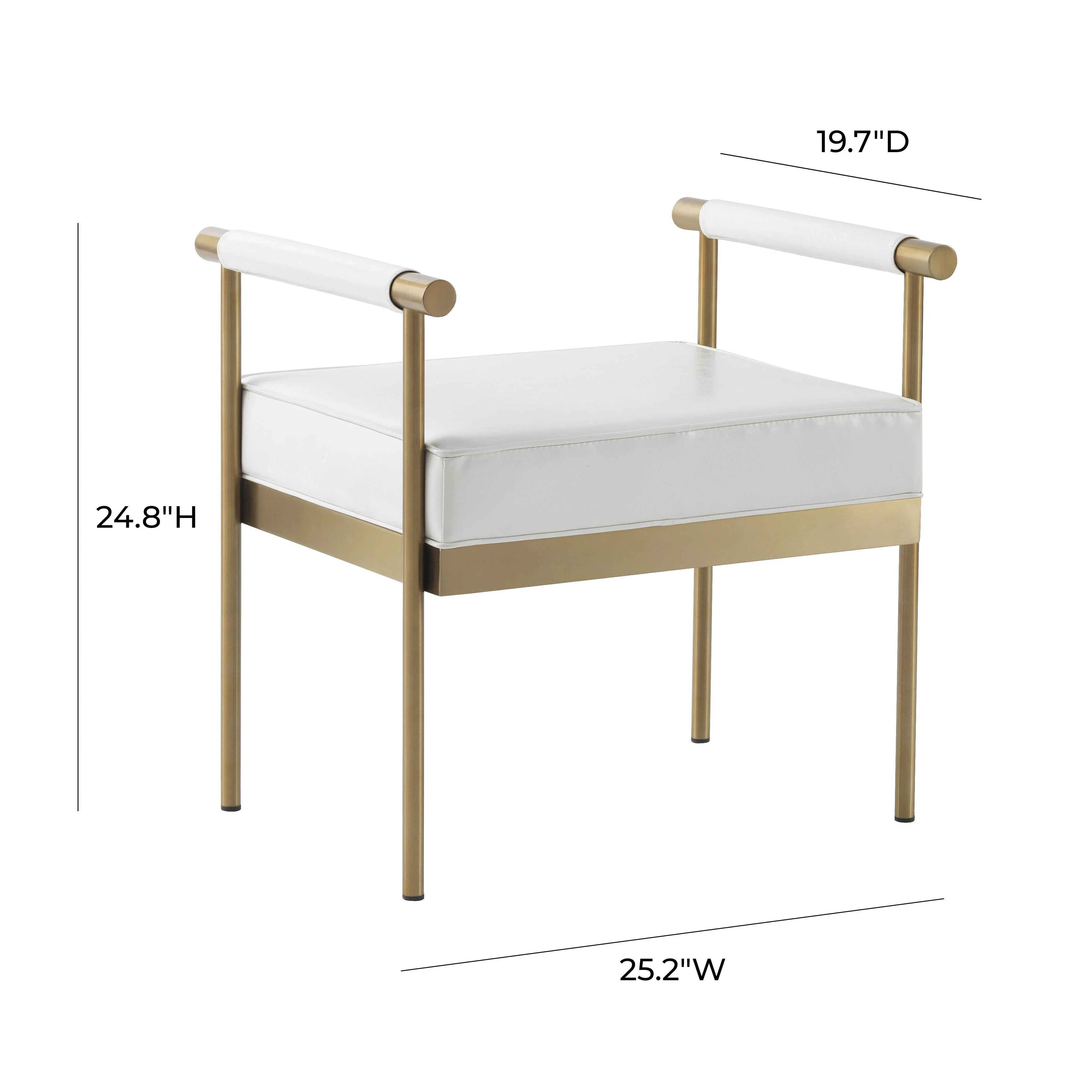 Diva White Performance Vegan Leather Bench - Image 9