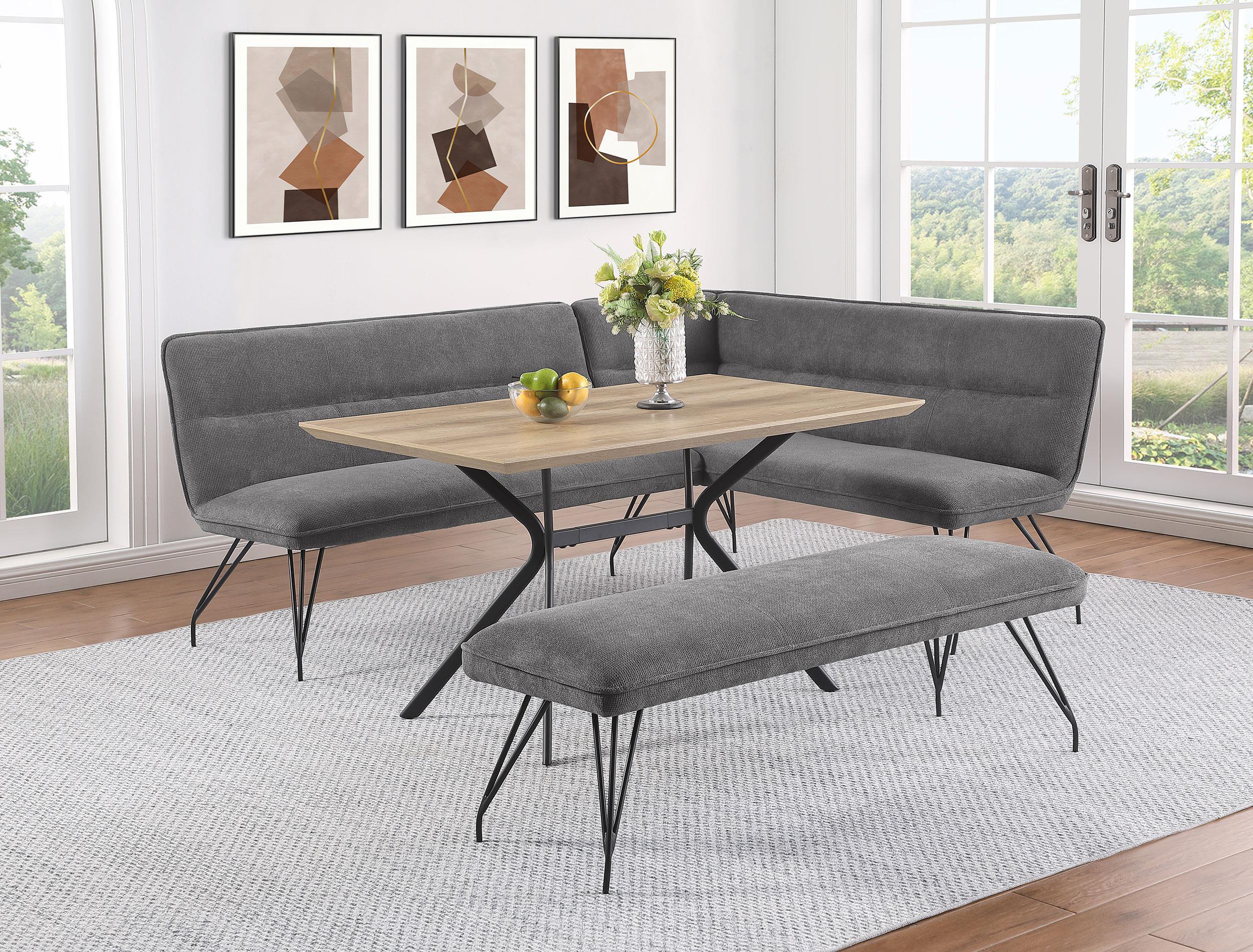 Dodson Fabric Upholstered L-Shaped Nook Dining Bench Grey - Image 7