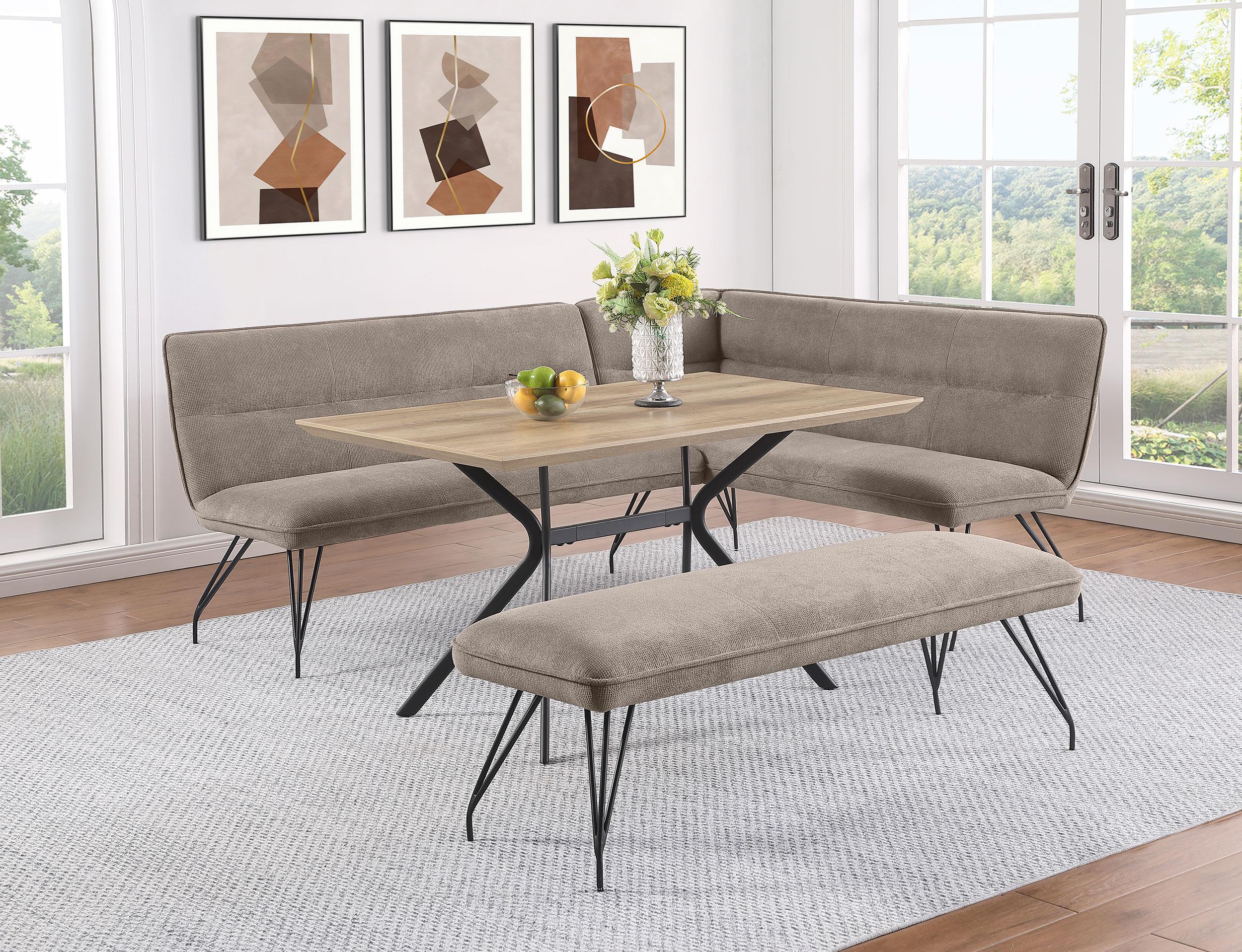 Dodson Fabric Upholstered L-Shaped Nook Dining Bench Taupe - Image 7