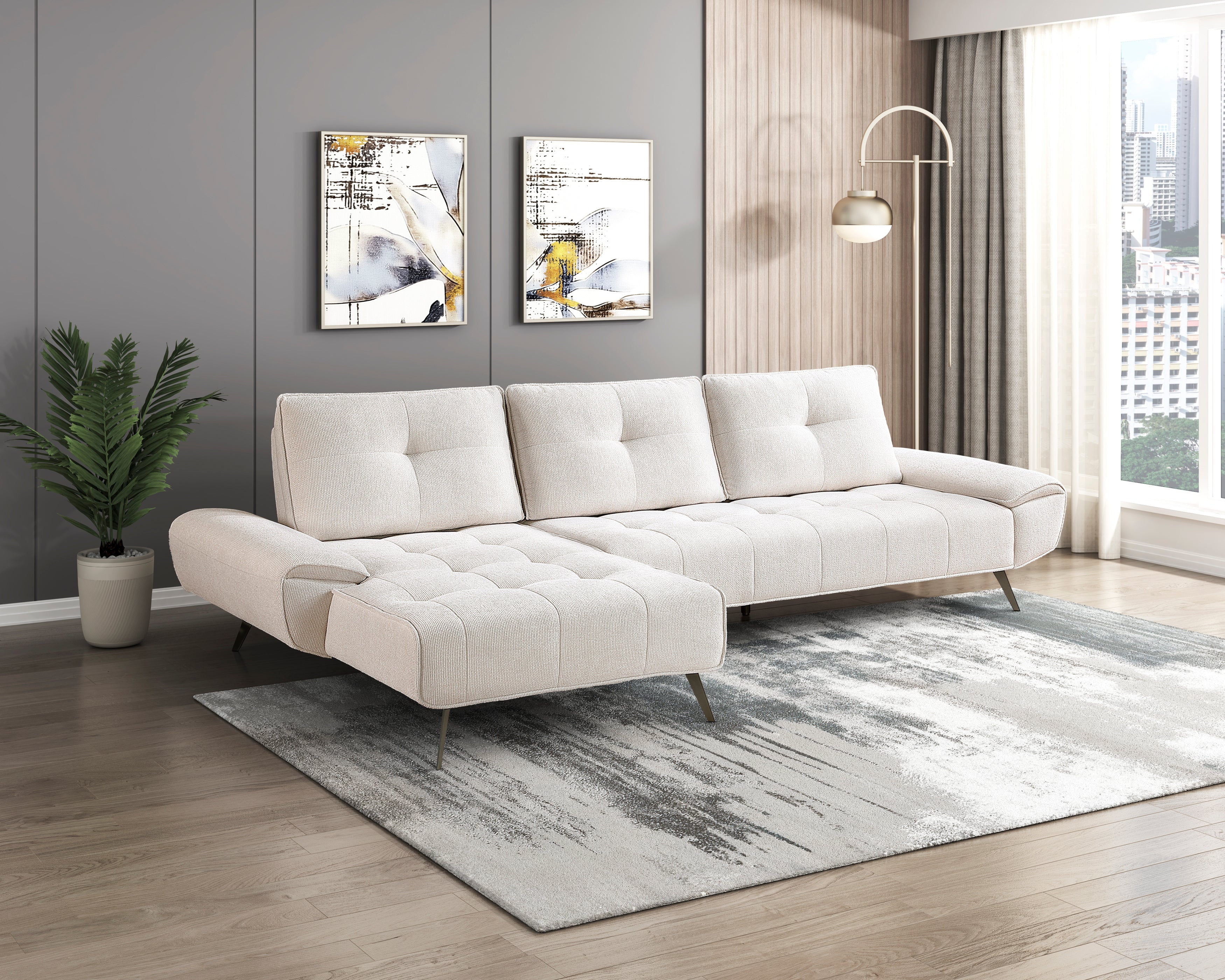 Dominic Beige 2-Piece Sectional with Left Chaise and Dual-position Backs - Image 17