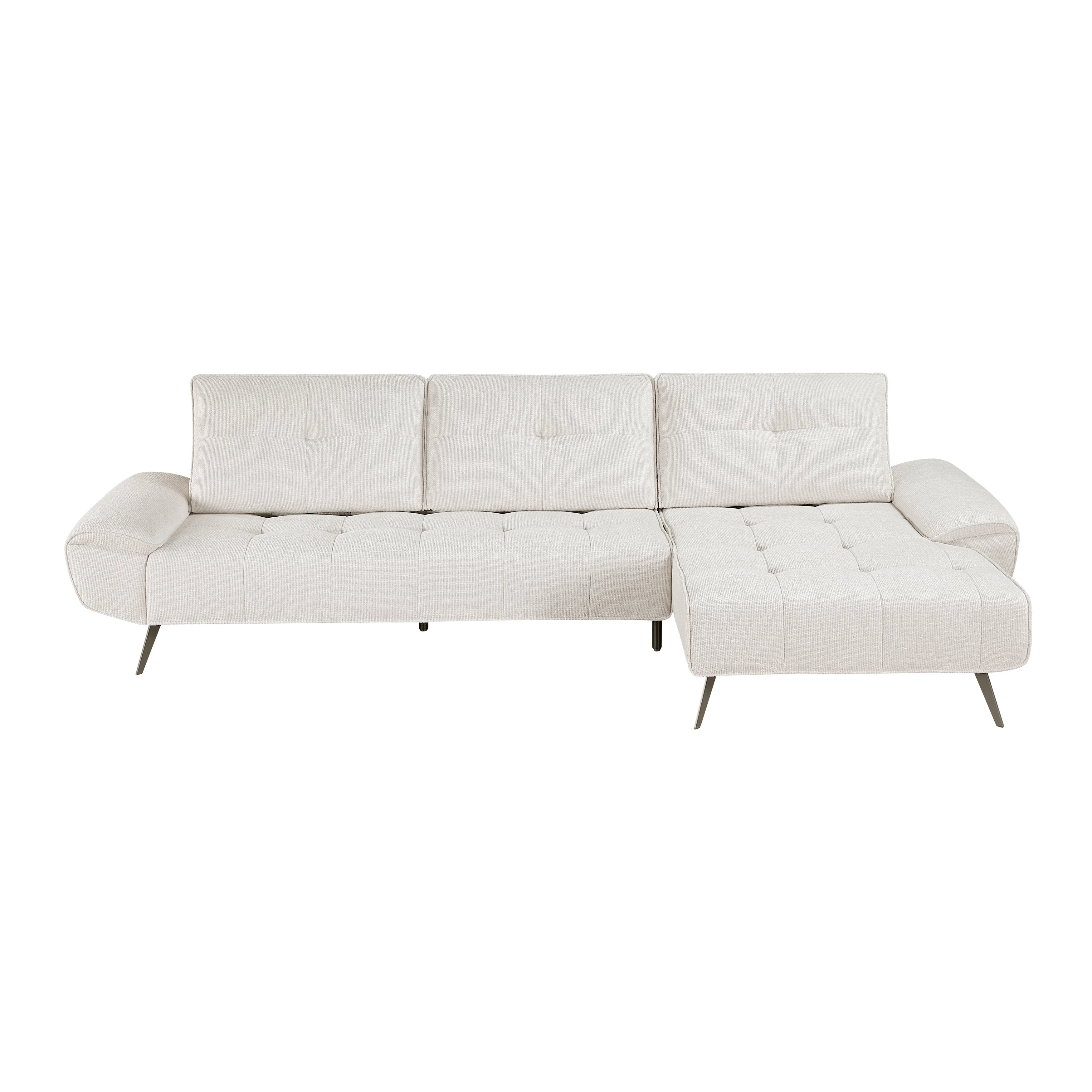 Dominic Beige 2-Piece Sectional with Right Chaise and Dual-position Backs - Image 2