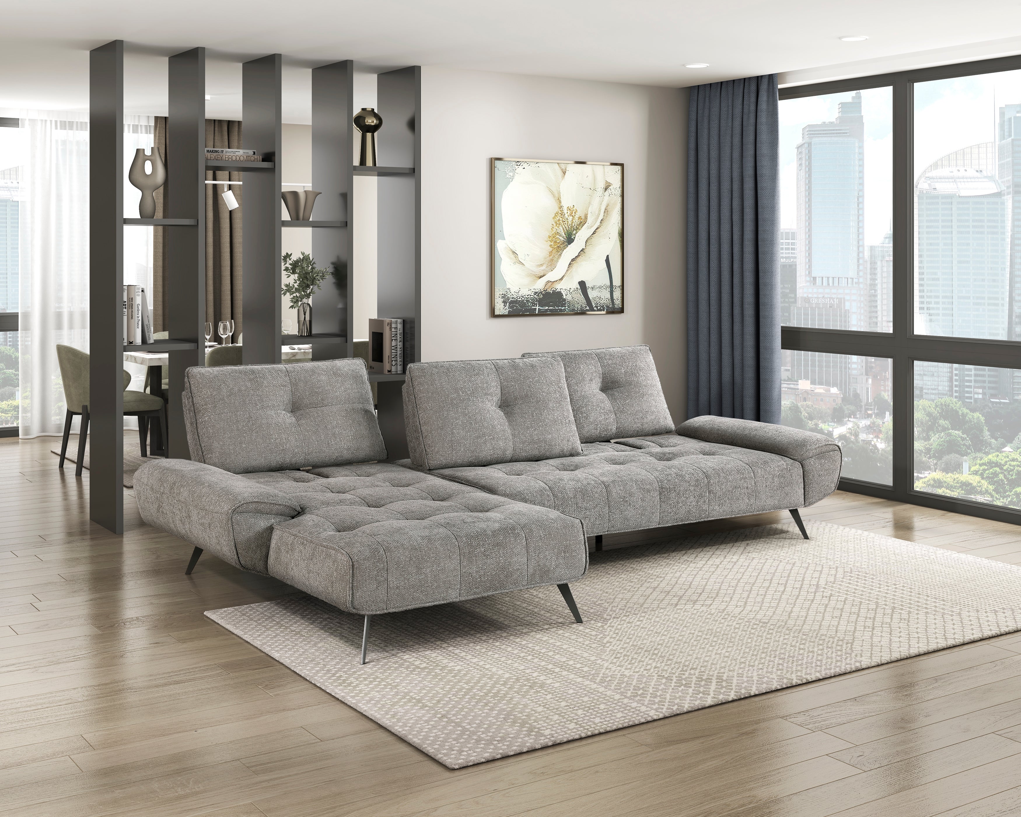 Dominic Dark Gray 2-Piece Sectional with Left Chaise and Dual-position Backs
