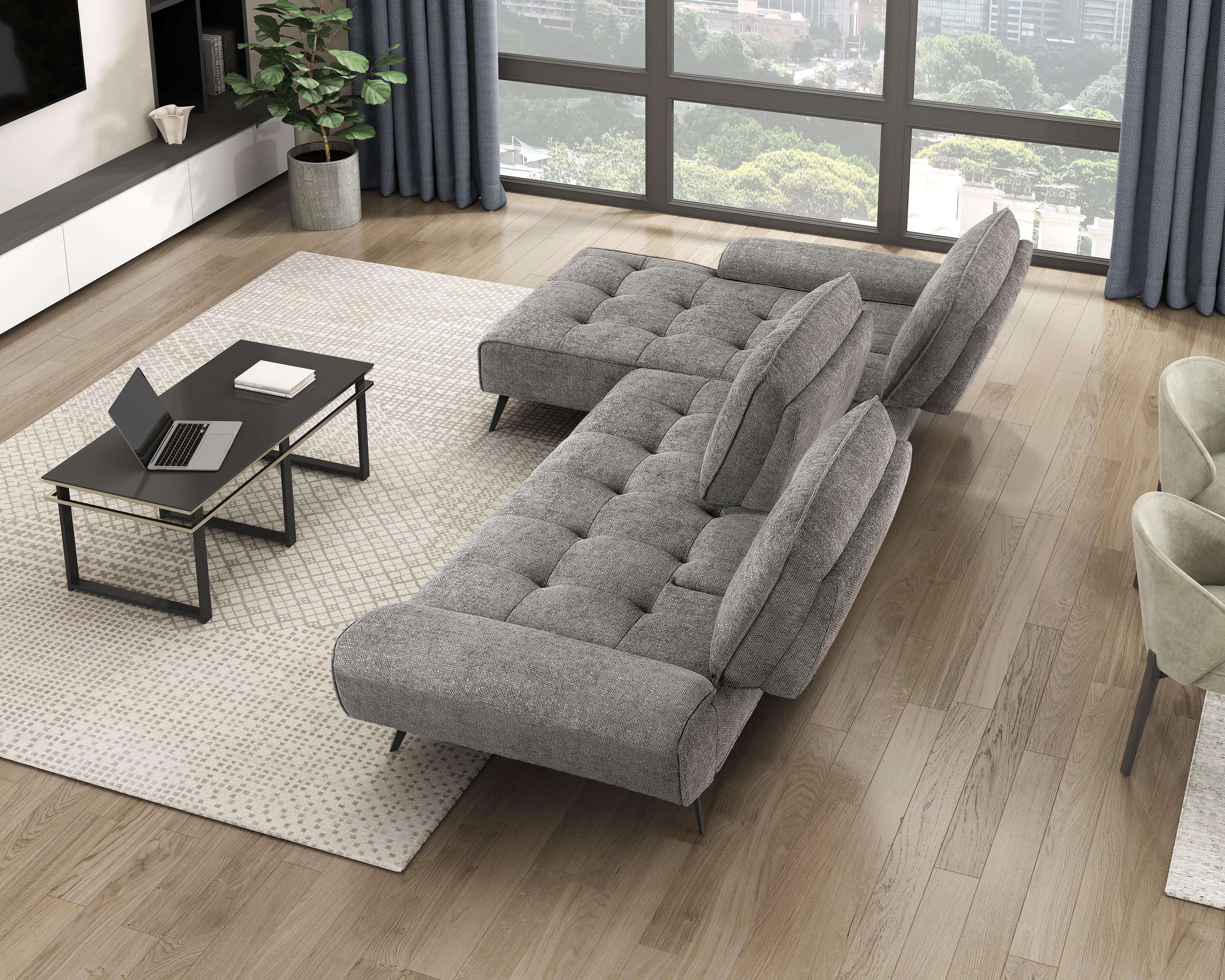 Dominic Dark Gray 2-Piece Sectional with Left Chaise and Dual-position Backs - Image 16