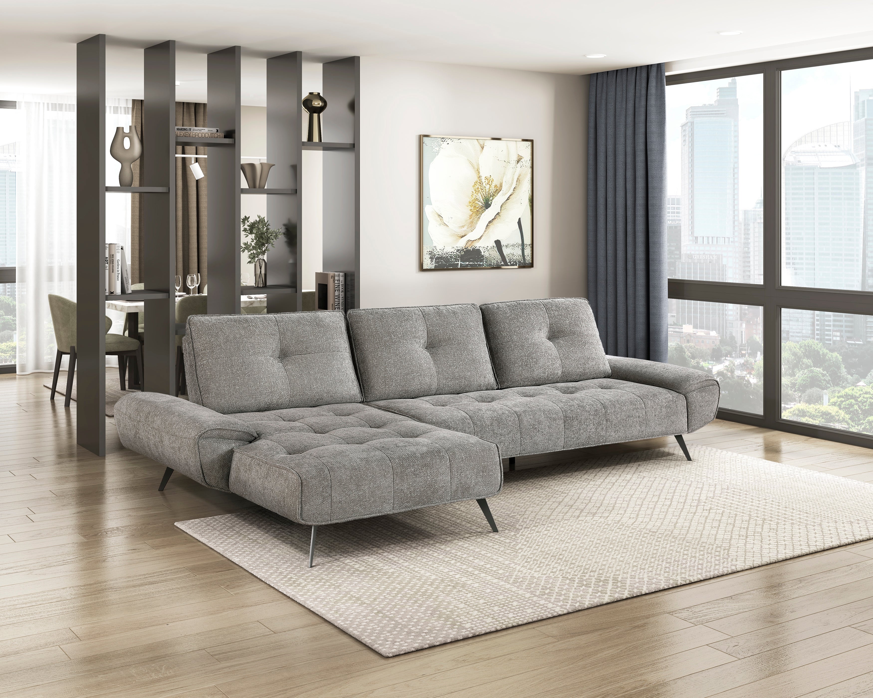 Dominic Dark Gray 2-Piece Sectional with Left Chaise and Dual-position Backs - Image 17