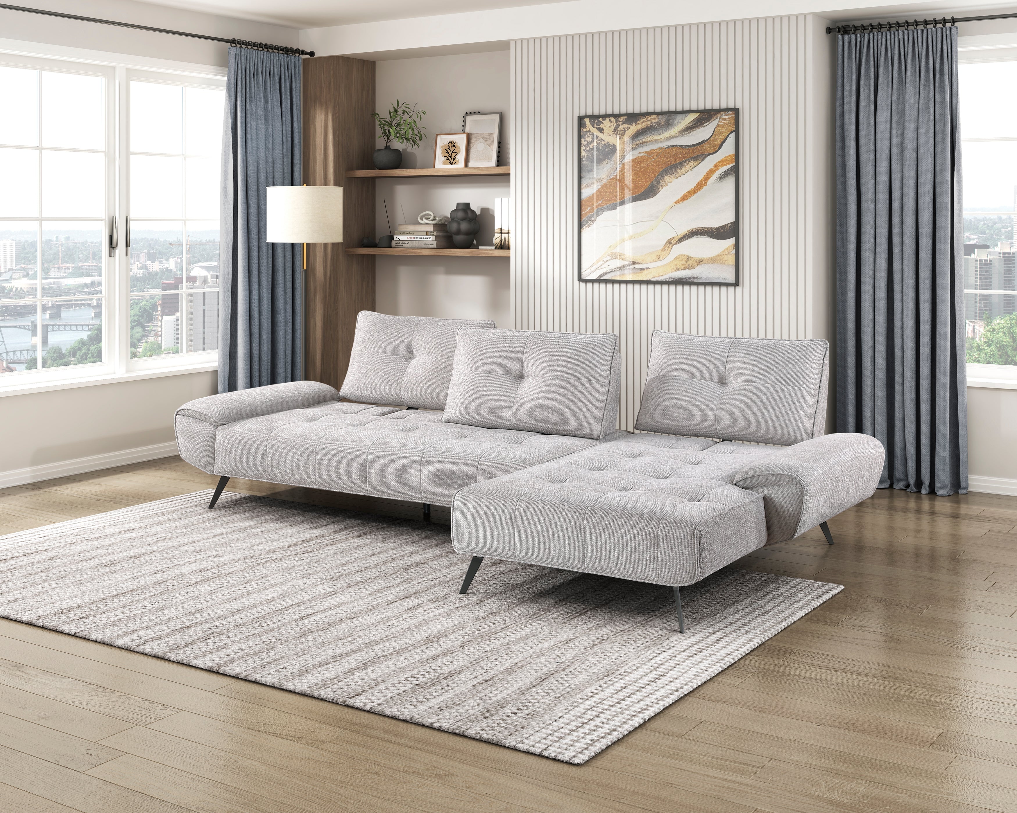 Dominic Light Gray 2-Piece Sectional with Right Chaise and Dual-position Backs