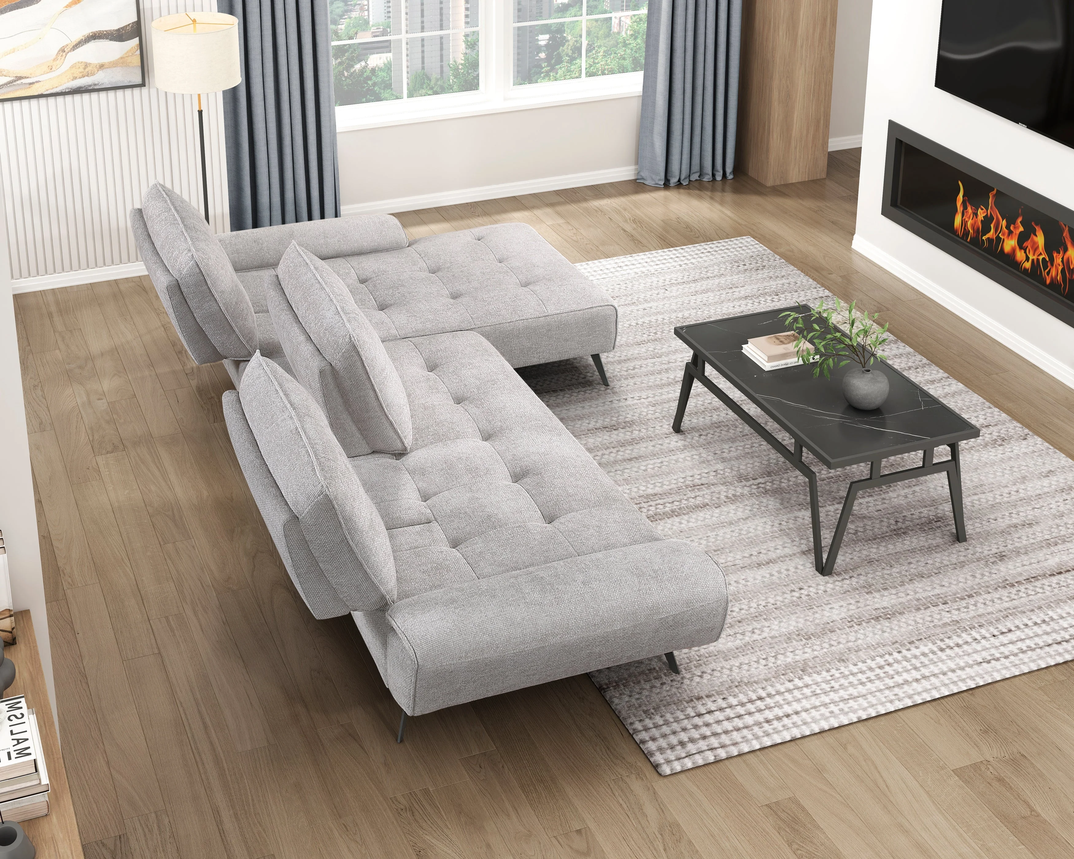 Dominic Light Gray 2-Piece Sectional with Right Chaise and Dual-position Backs - Image 16