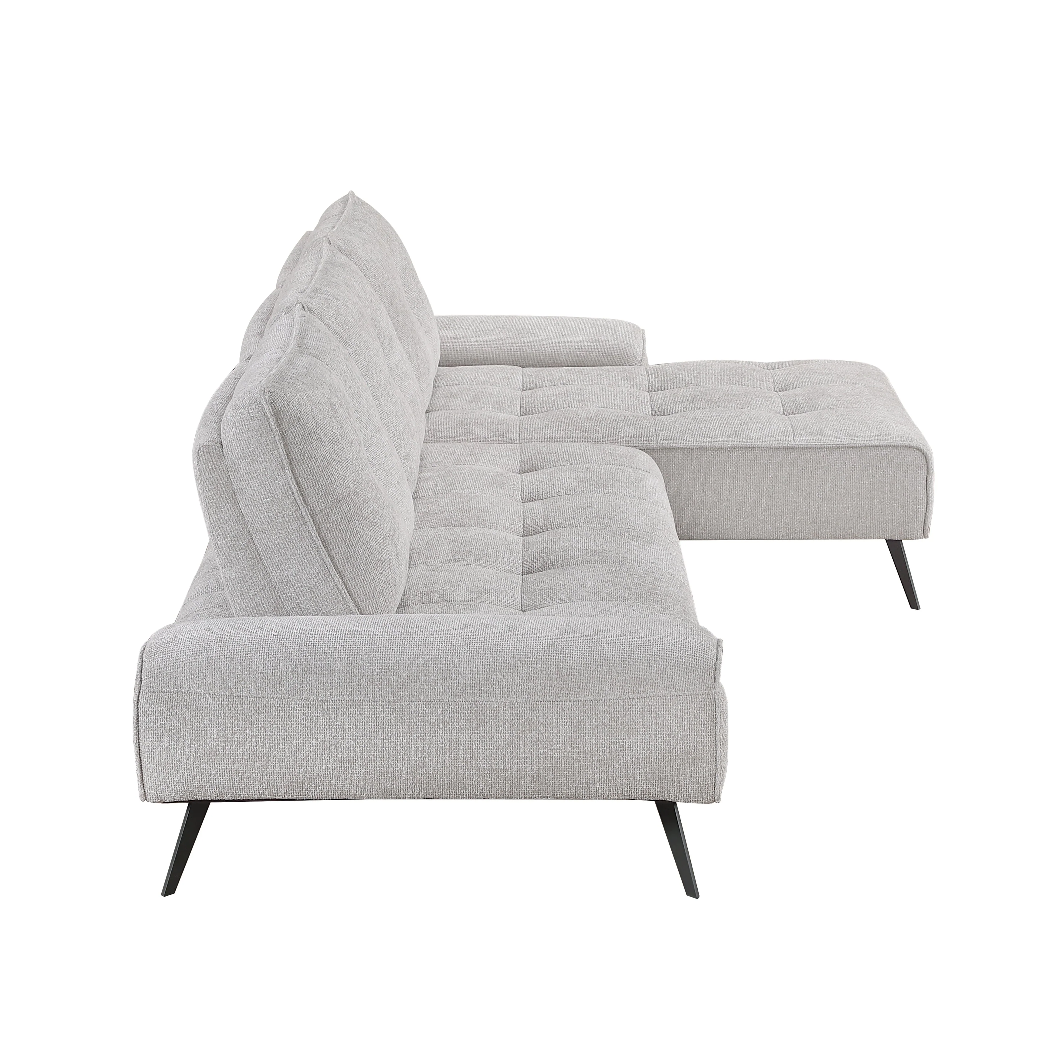 Dominic Light Gray 2-Piece Sectional with Right Chaise and Dual-position Backs - Image 4