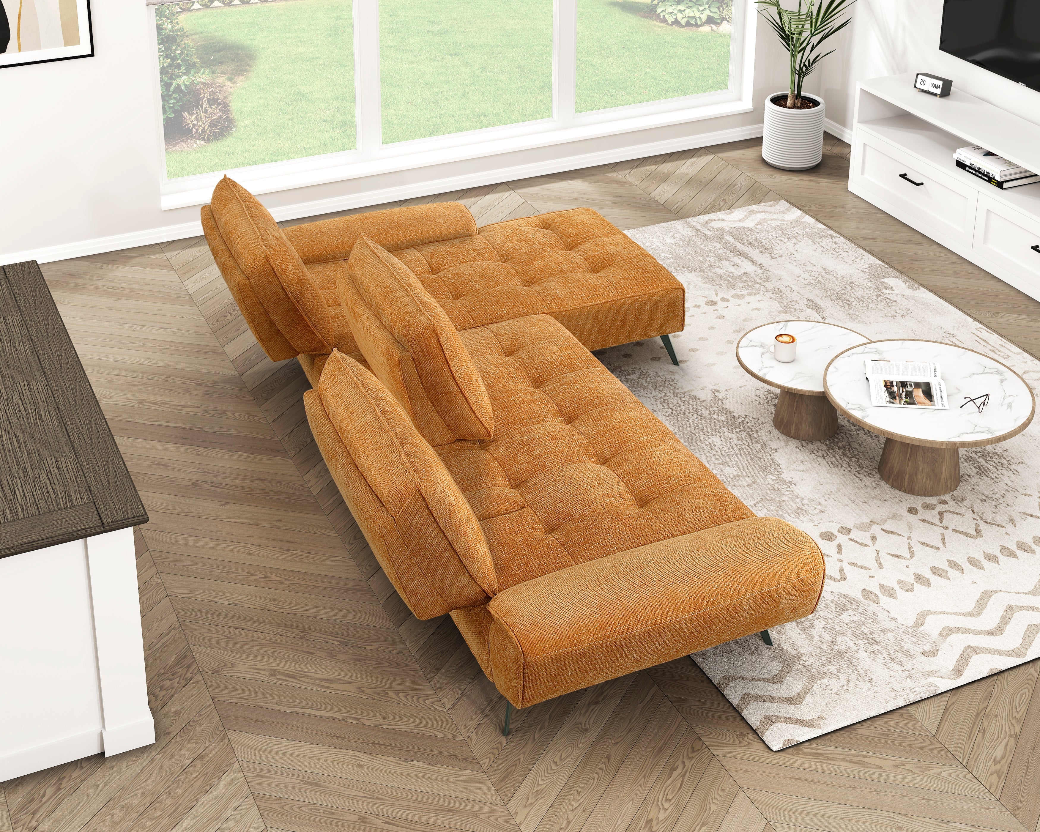 Dominic Orange 2-Piece Sectional with Right Chaise and Dual-position Backs - Image 16