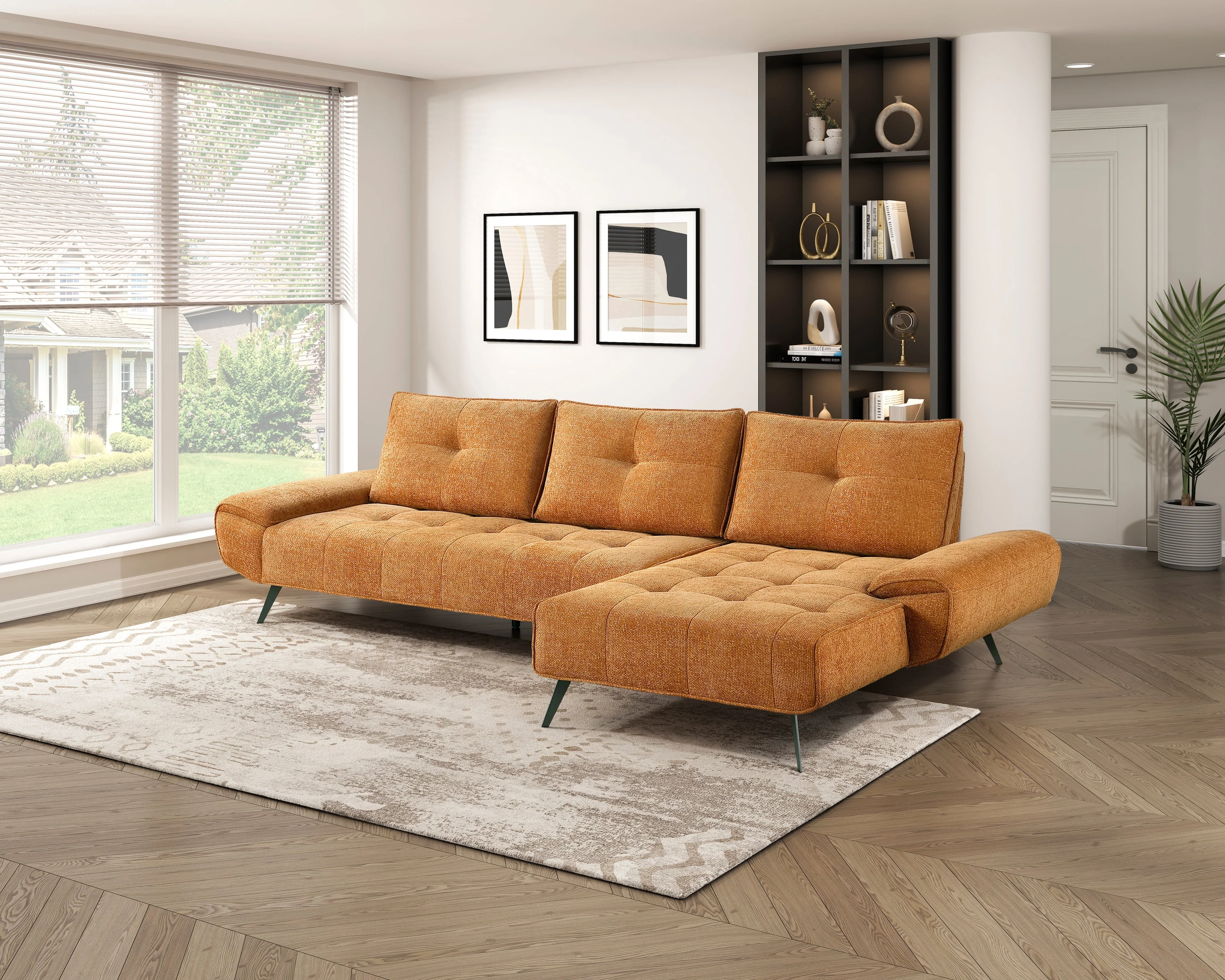 Dominic Orange 2-Piece Sectional with Right Chaise and Dual-position Backs - Image 17