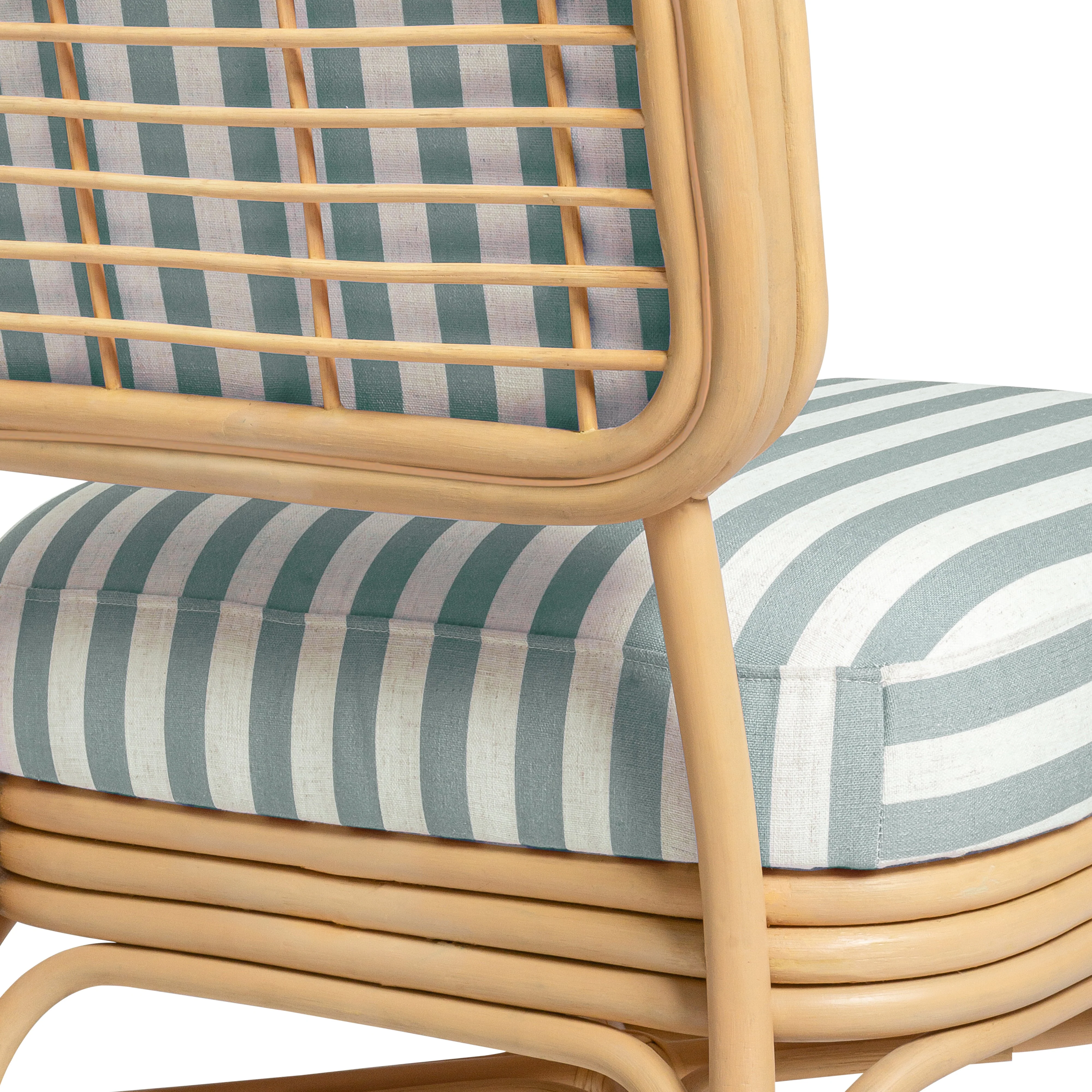 Dorine Striped Performance Linen & Rattan Accent Chair - Image 4