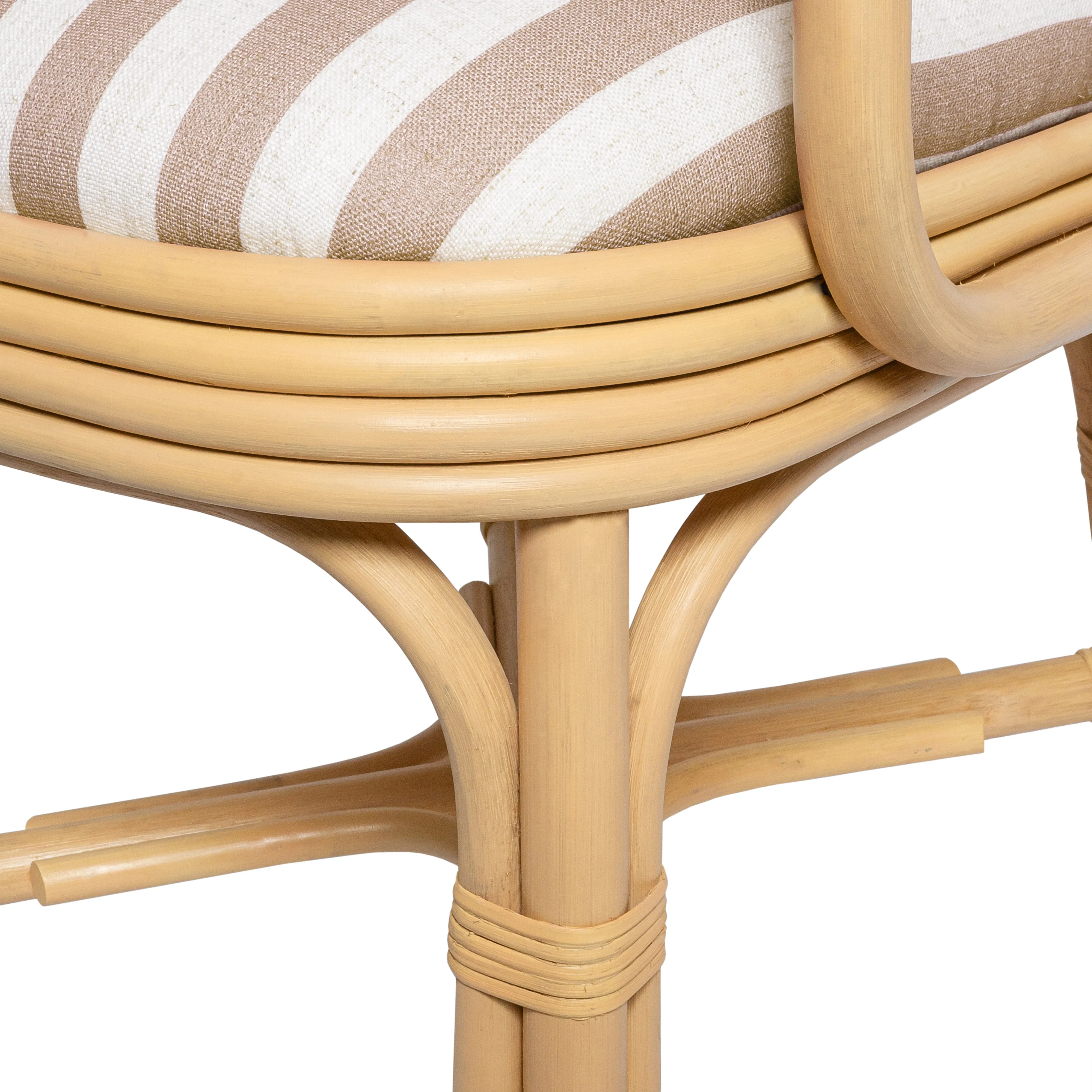 Dorine Striped Performance Linen & Rattan Dining Armchair - Image 12