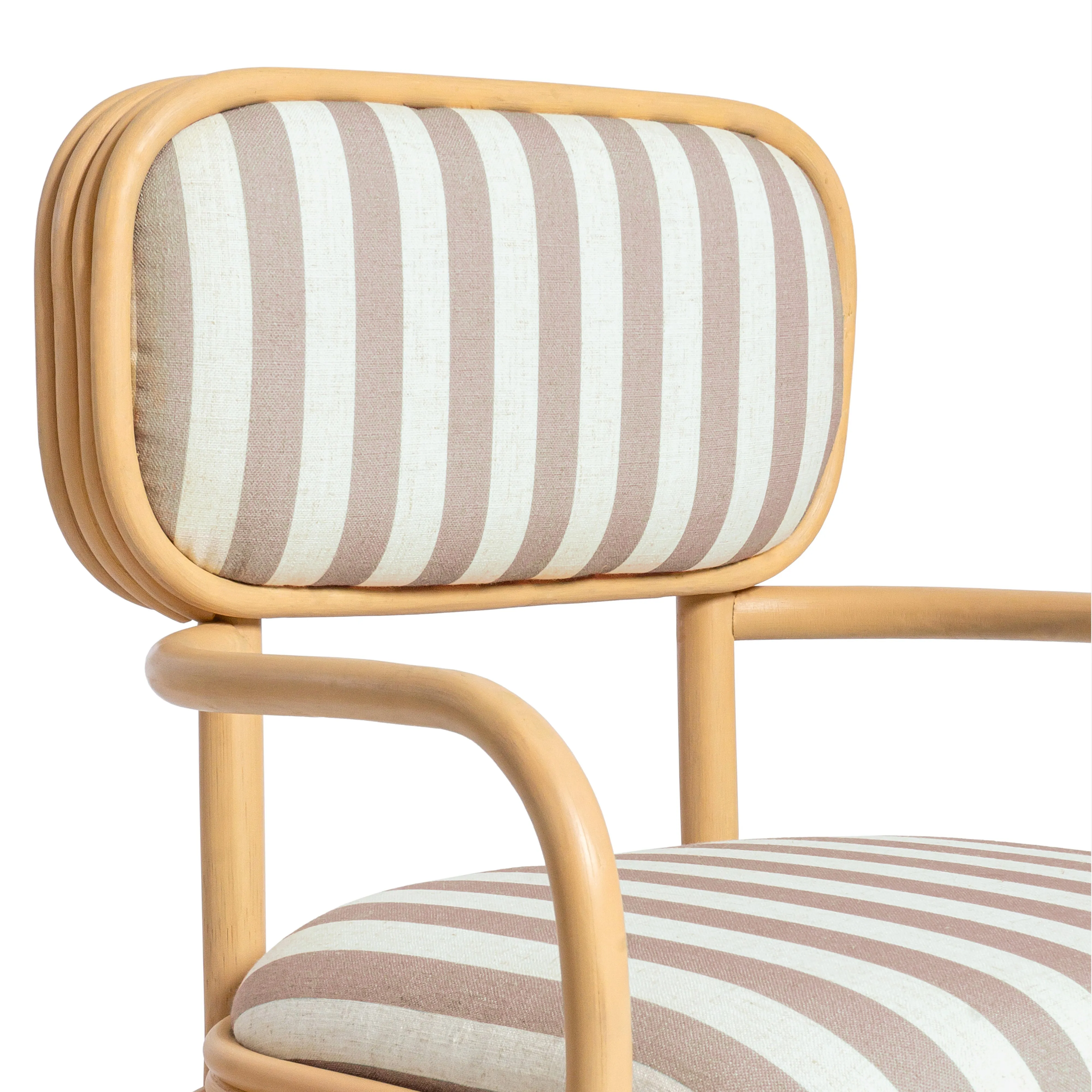 Dorine Striped Performance Linen & Rattan Dining Armchair - Image 13