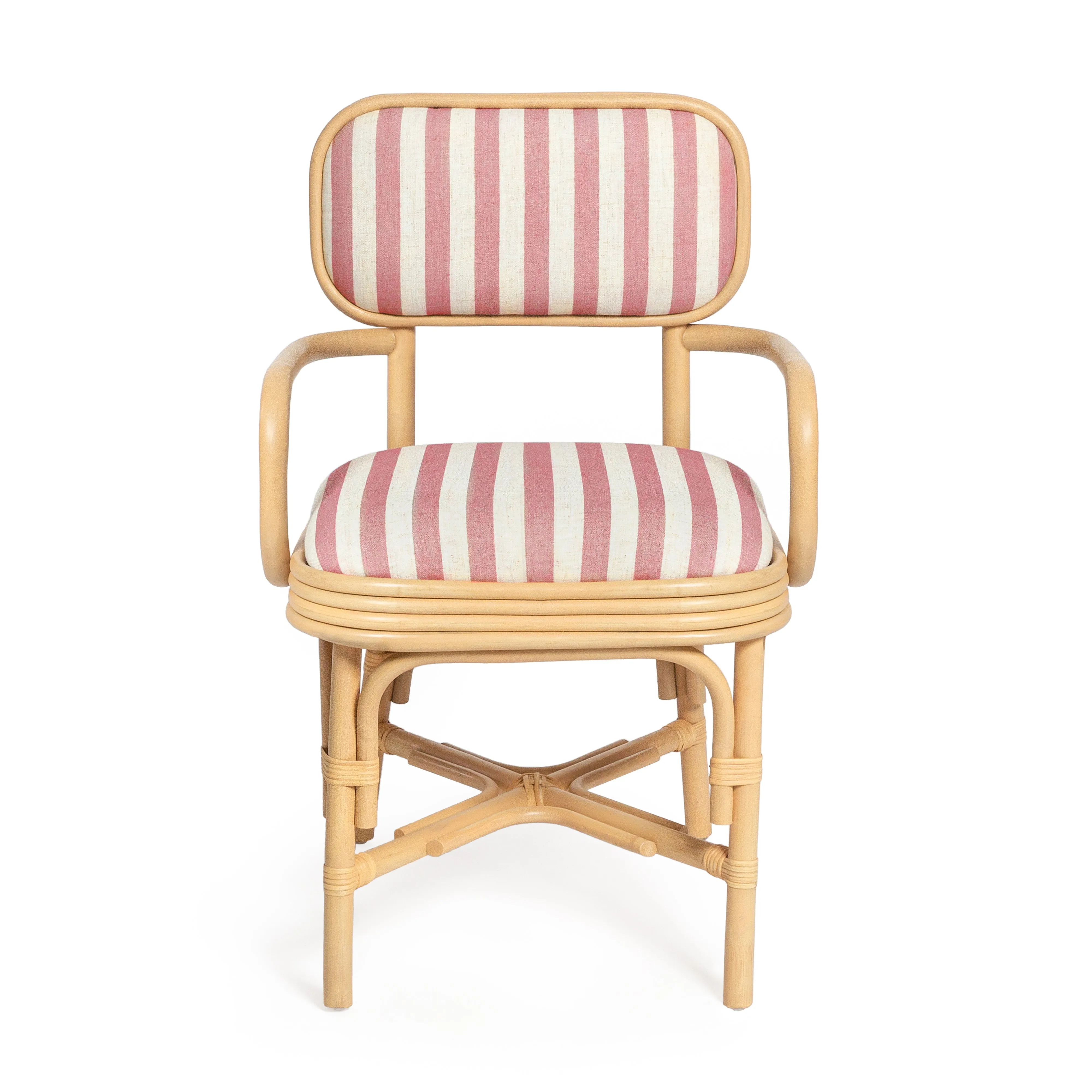 Dorine Striped Performance Linen & Rattan Dining Armchair - Image 16