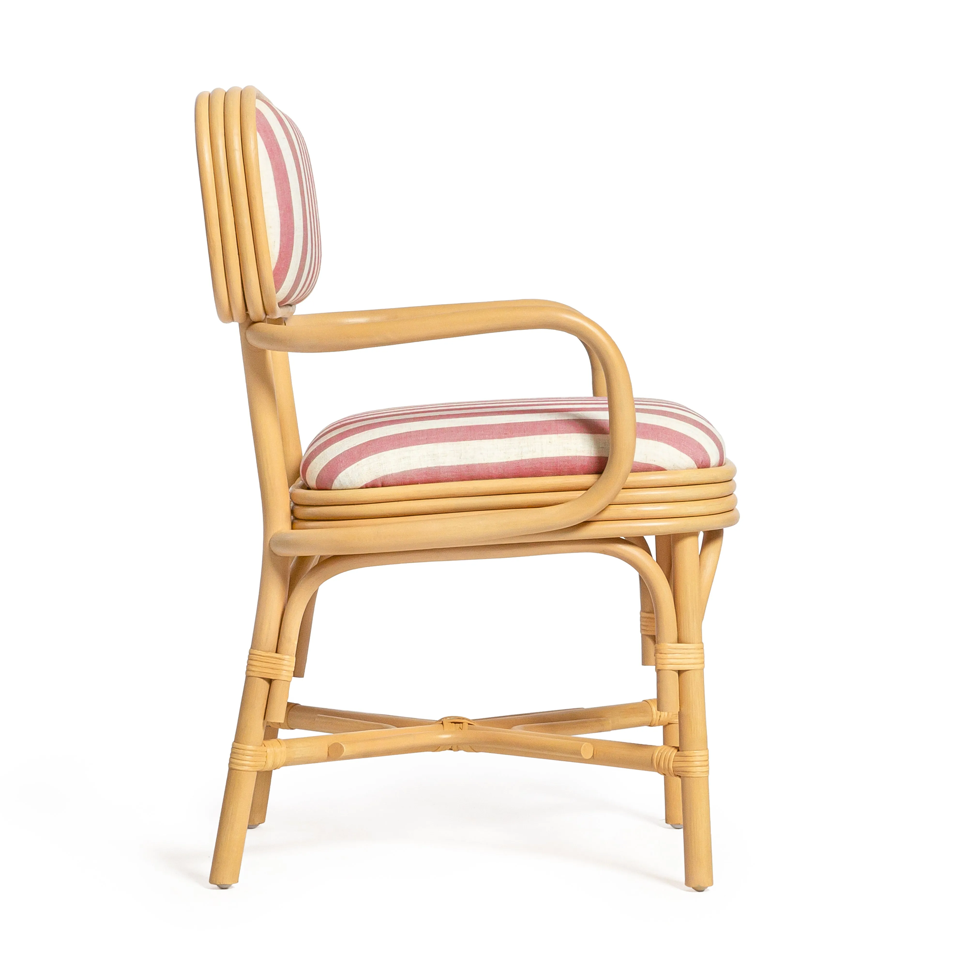 Dorine Striped Performance Linen & Rattan Dining Armchair - Image 17