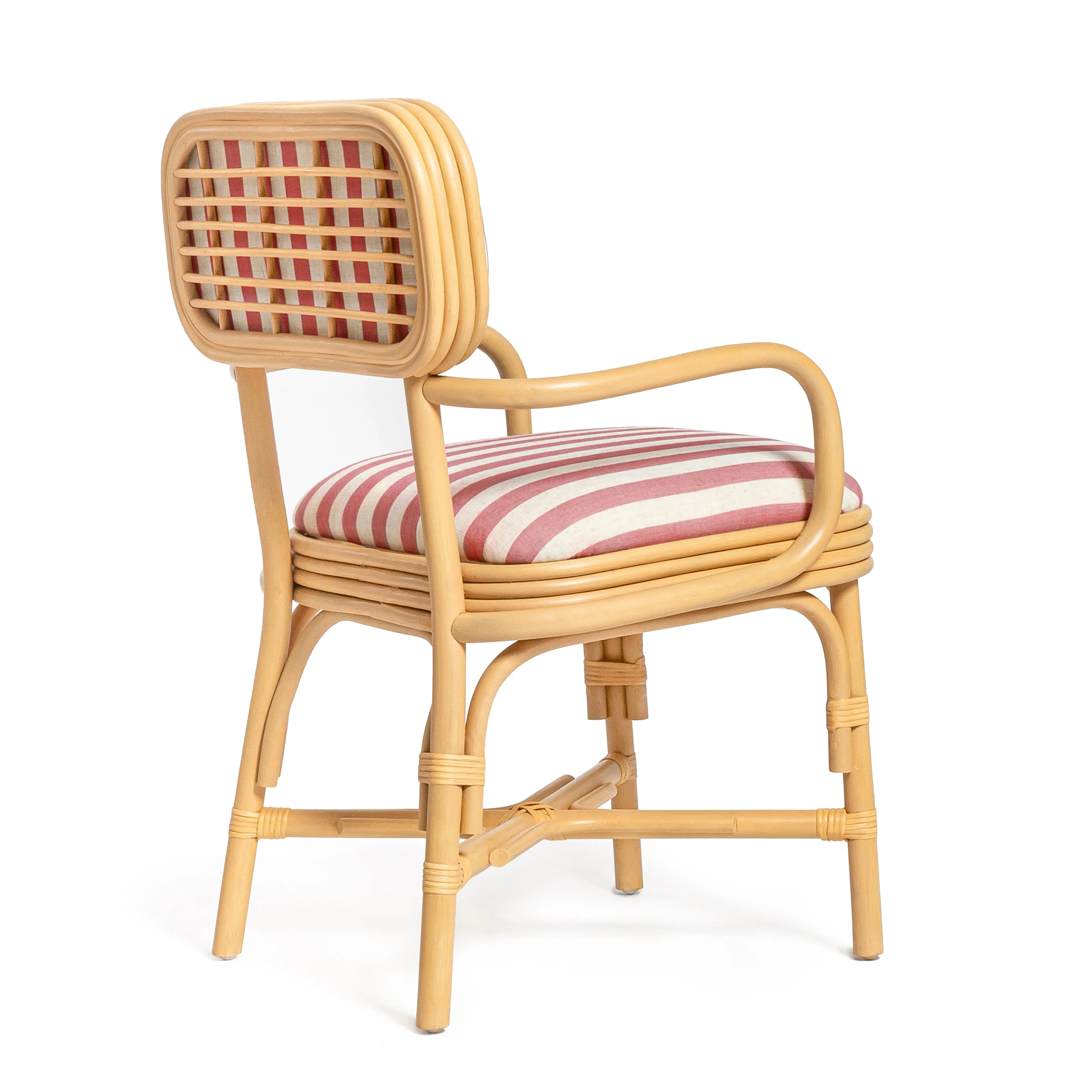 Dorine Striped Performance Linen & Rattan Dining Armchair - Image 18