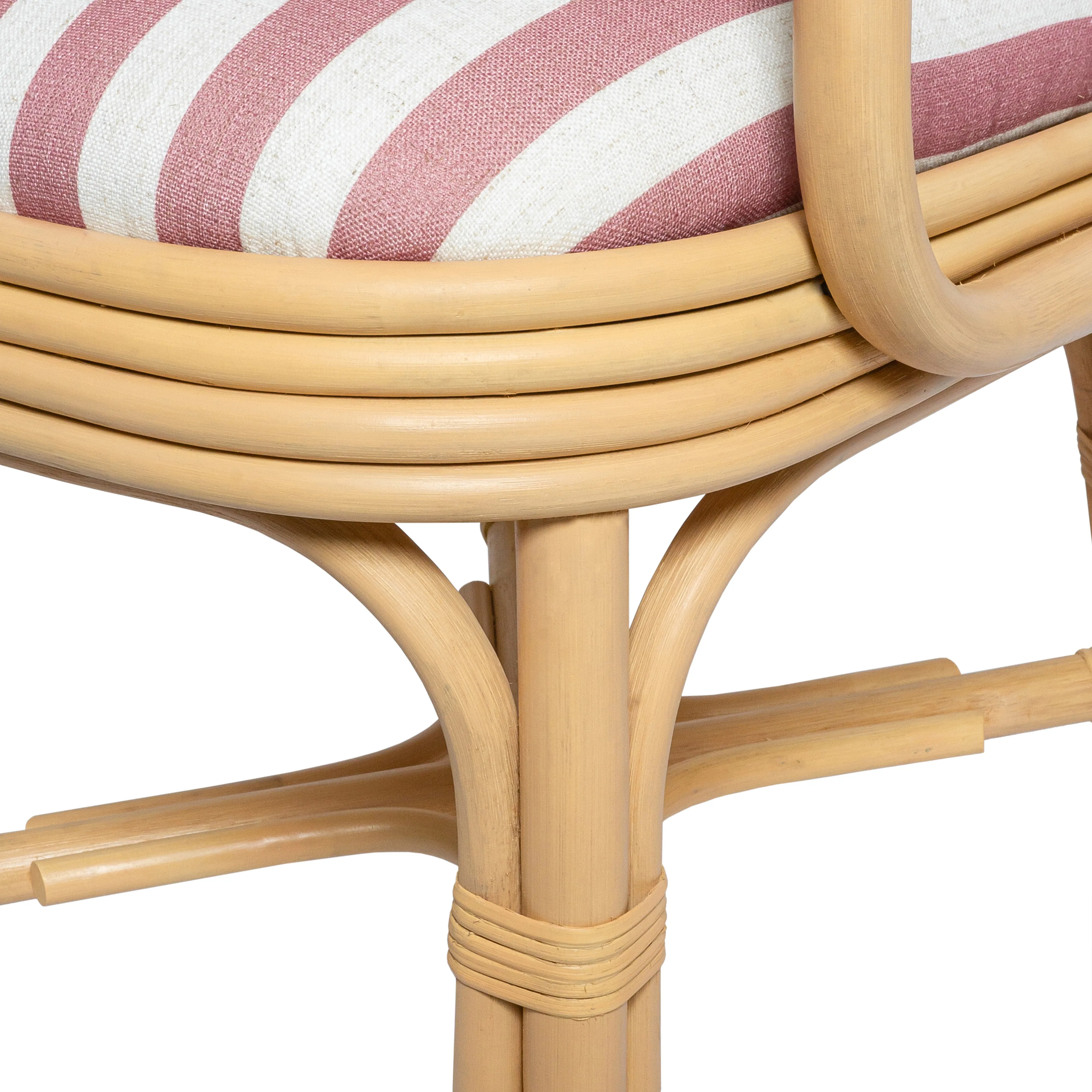 Dorine Striped Performance Linen & Rattan Dining Armchair - Image 20