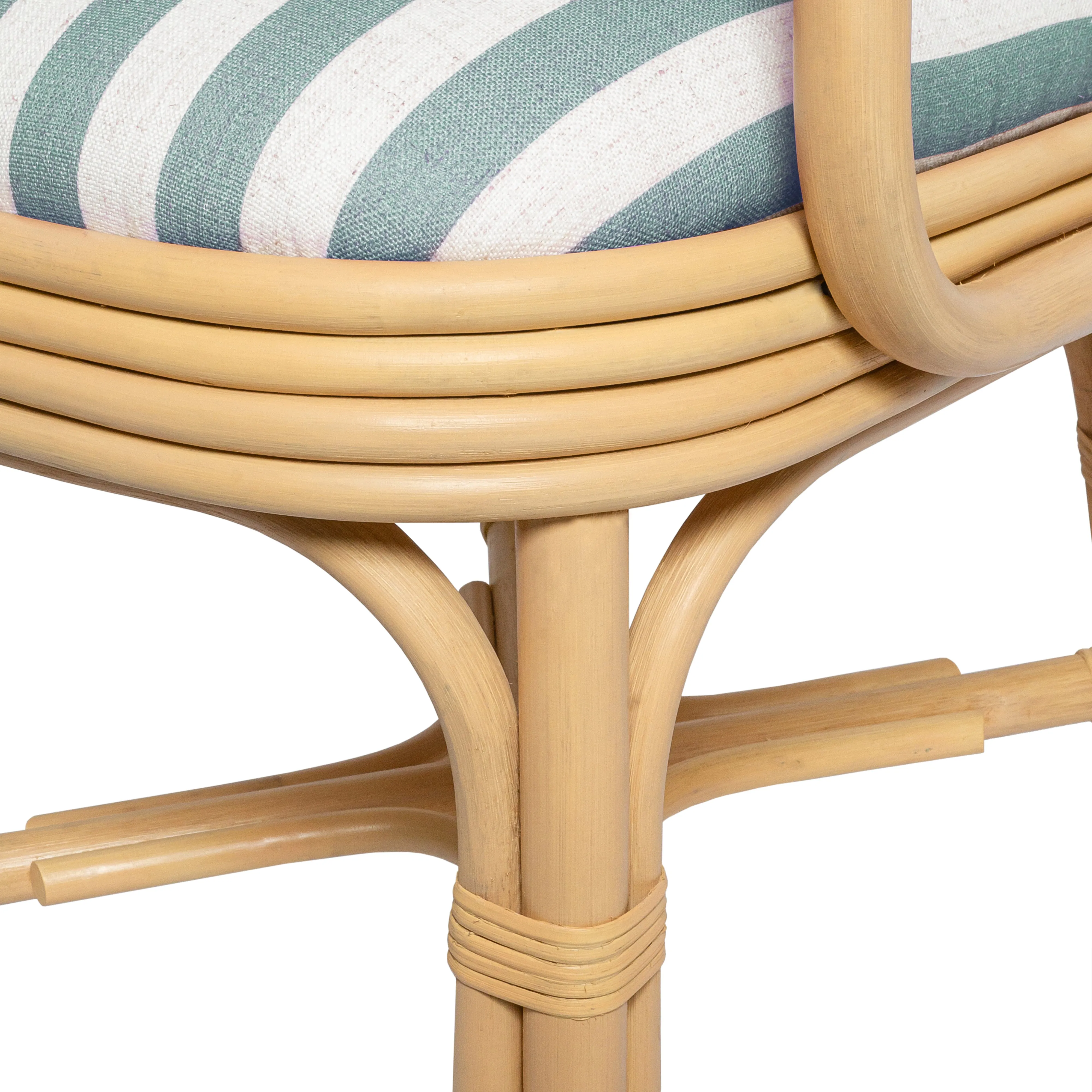 Dorine Striped Performance Linen & Rattan Dining Armchair - Image 5
