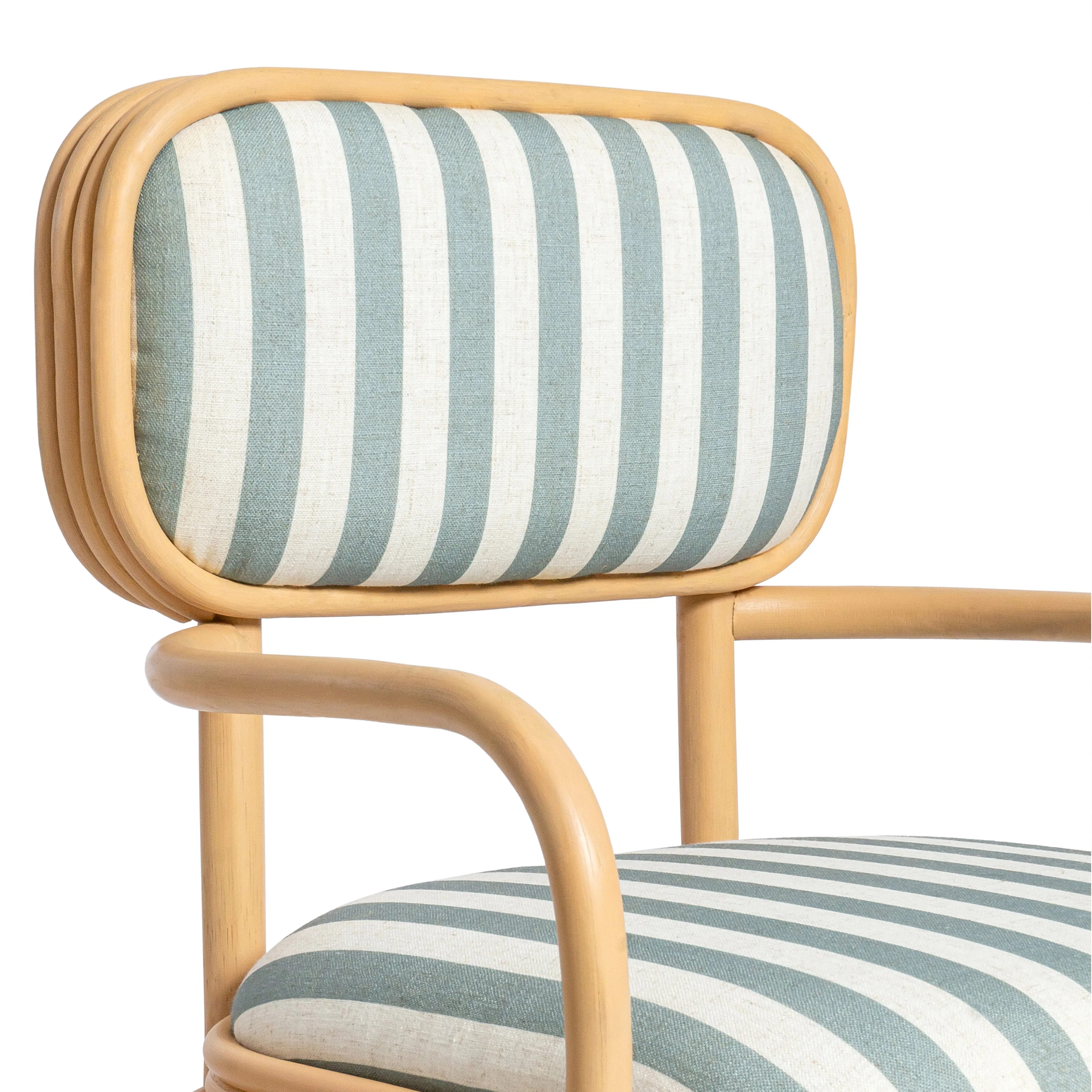 Dorine Striped Performance Linen & Rattan Dining Armchair - Image 6
