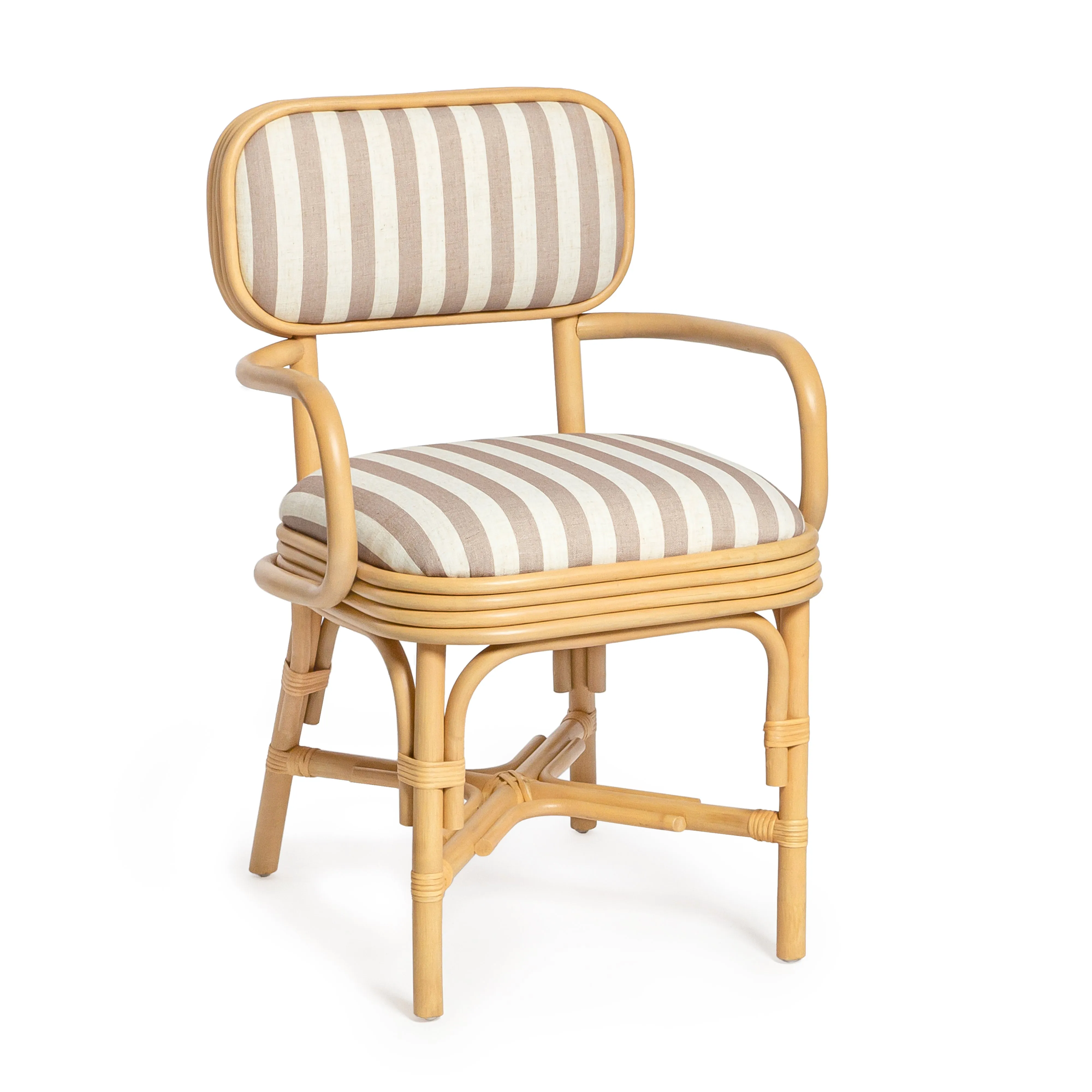 Dorine Striped Performance Linen & Rattan Dining Armchair - Image 8