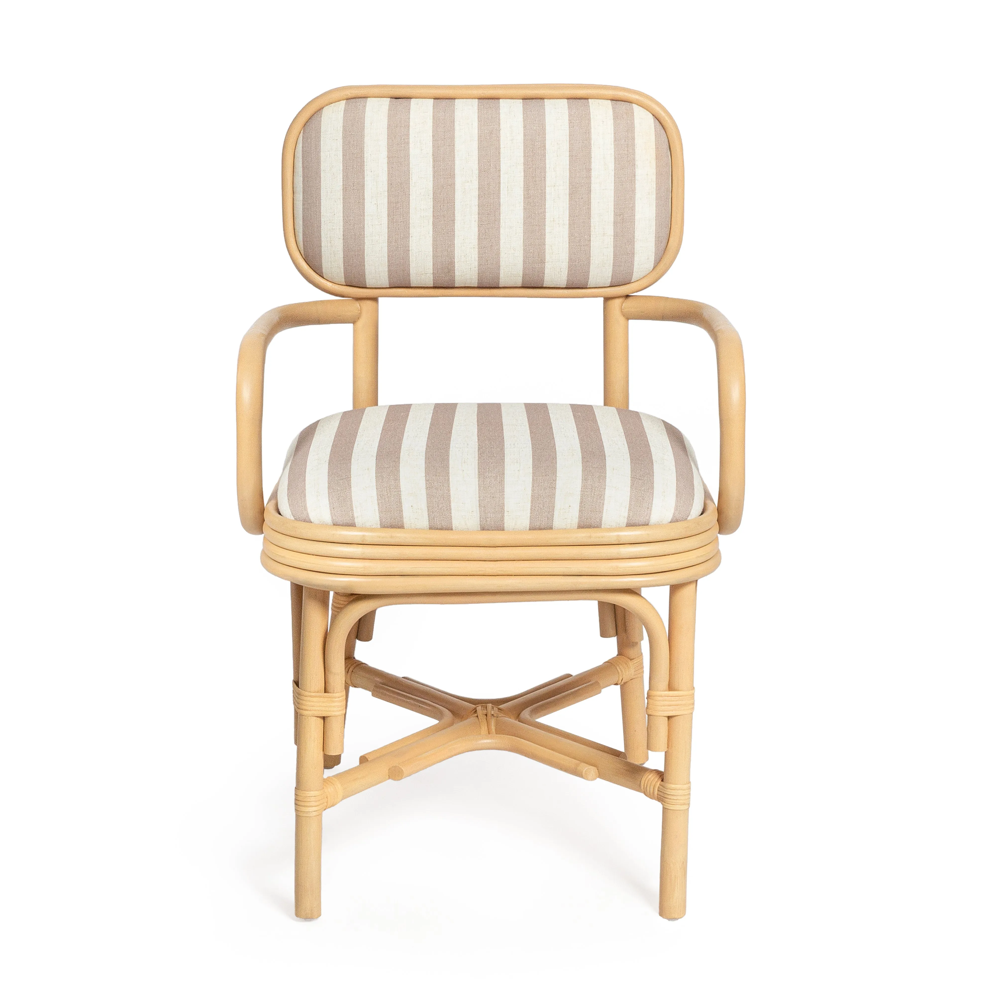 Dorine Striped Performance Linen & Rattan Dining Armchair - Image 9