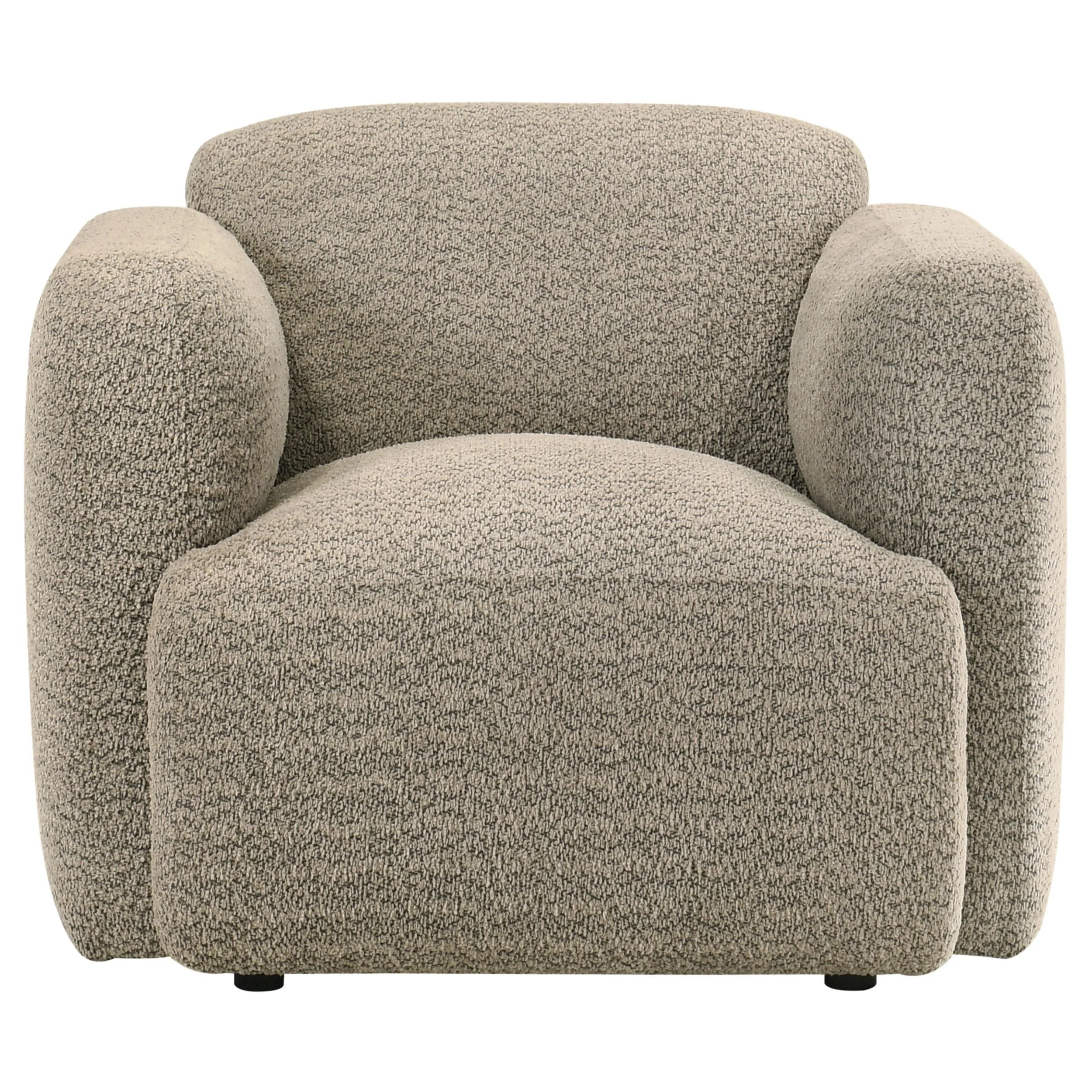 Dorset Brown Fabric Upholstered Round Track Arm Accent Chair - Image 2