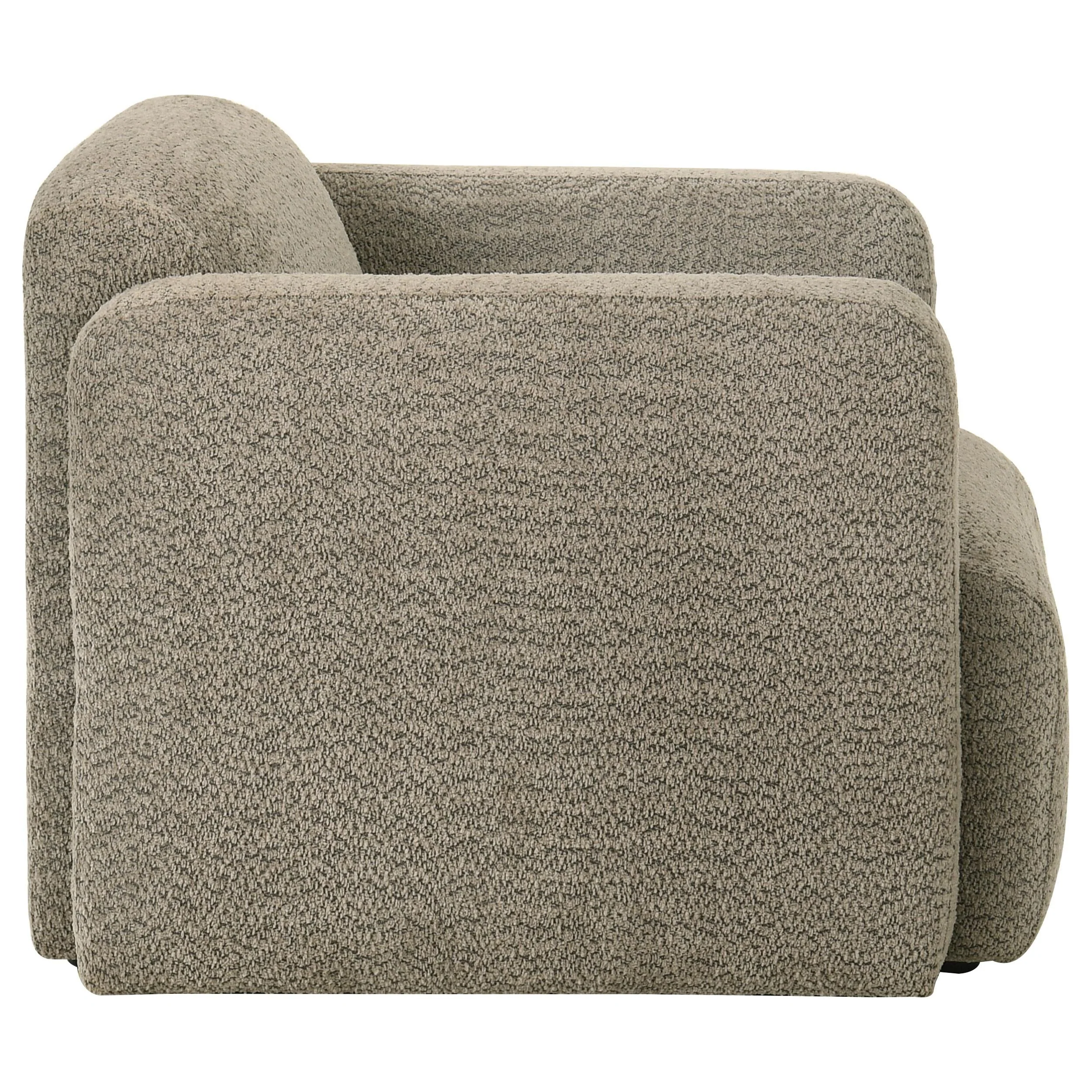 Dorset Brown Fabric Upholstered Round Track Arm Accent Chair - Image 8