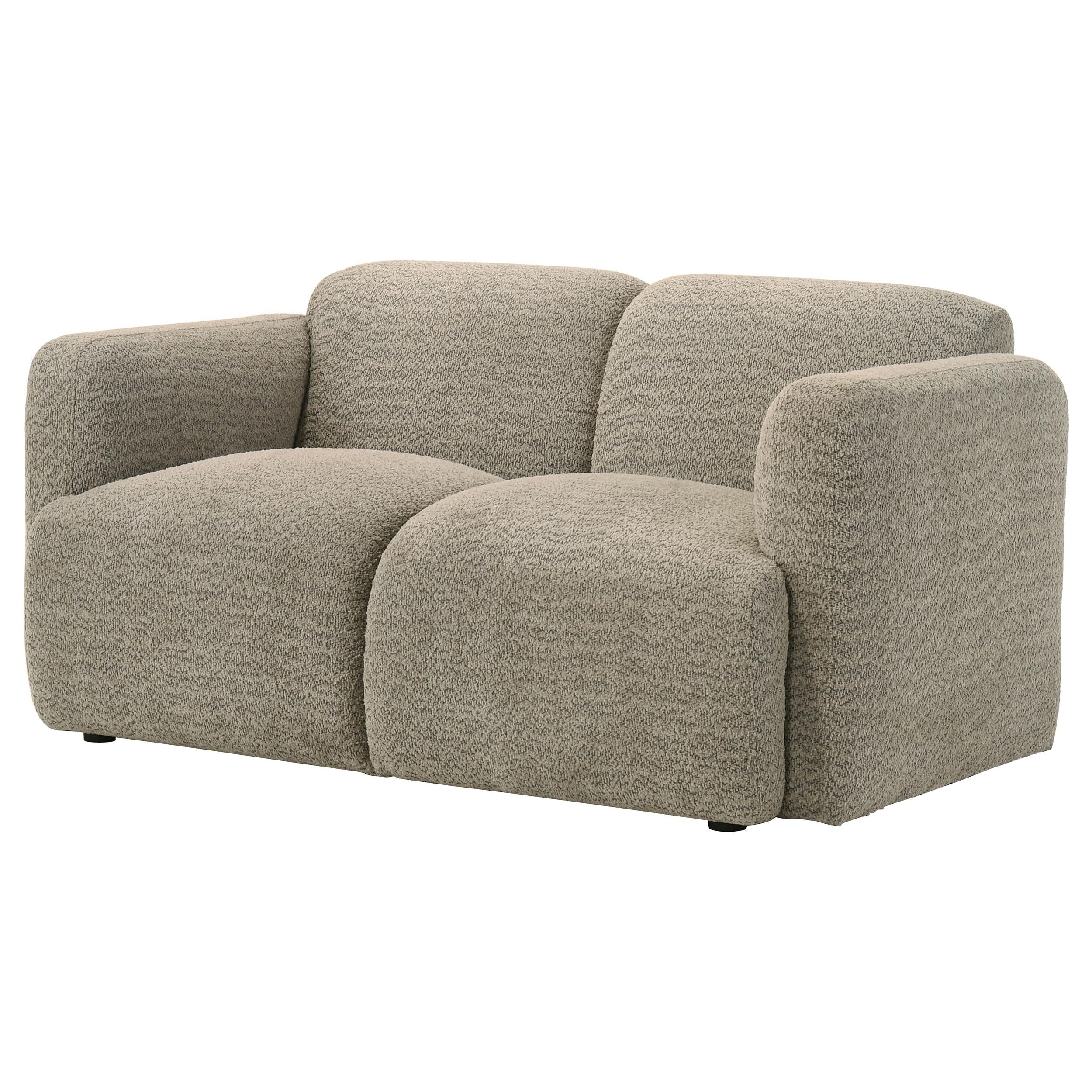 Dorset Brown Fabric Upholstered Round Track Arm Loveseat - Image 3