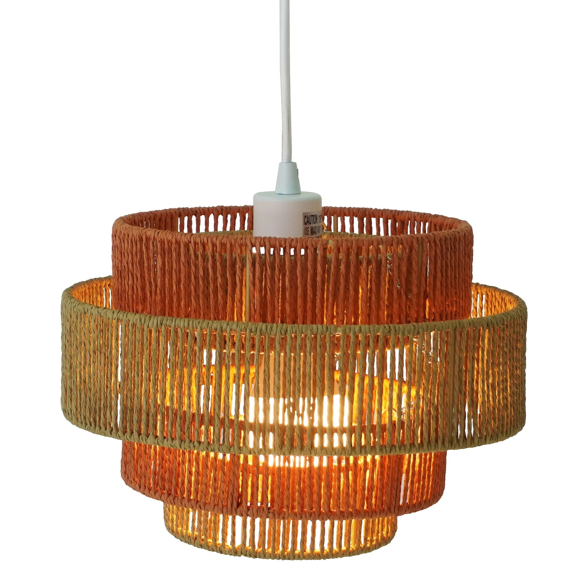 Dorset Pendant Lamp - White and Natural/Terracotta - Image 4