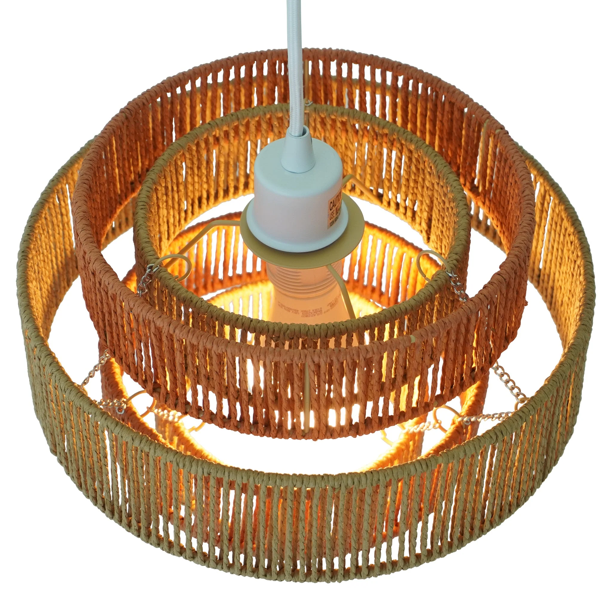 Dorset Pendant Lamp - White and Natural/Terracotta - Image 6