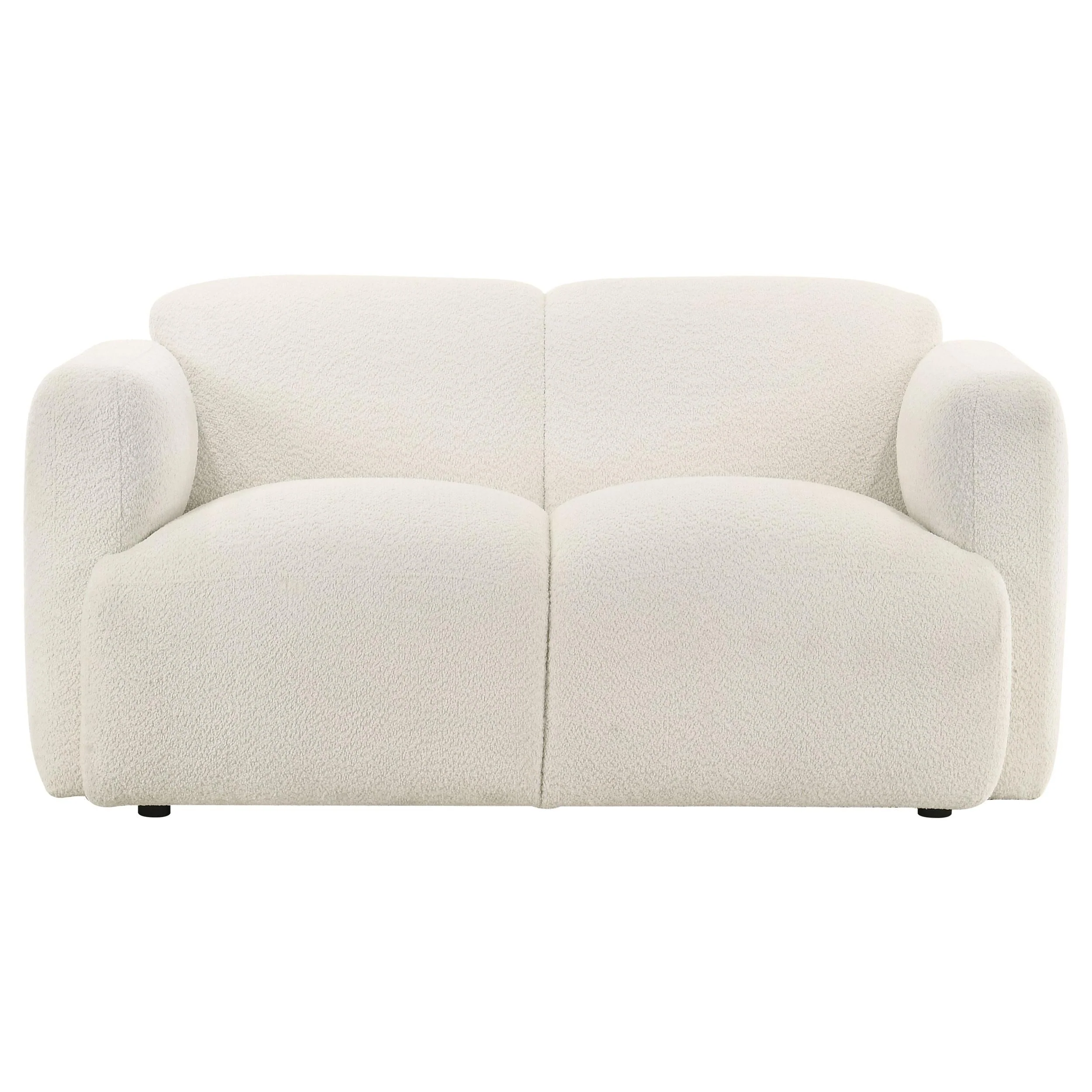 Dorset White Fabric Upholstered Round Track Arm Loveseat - Image 2