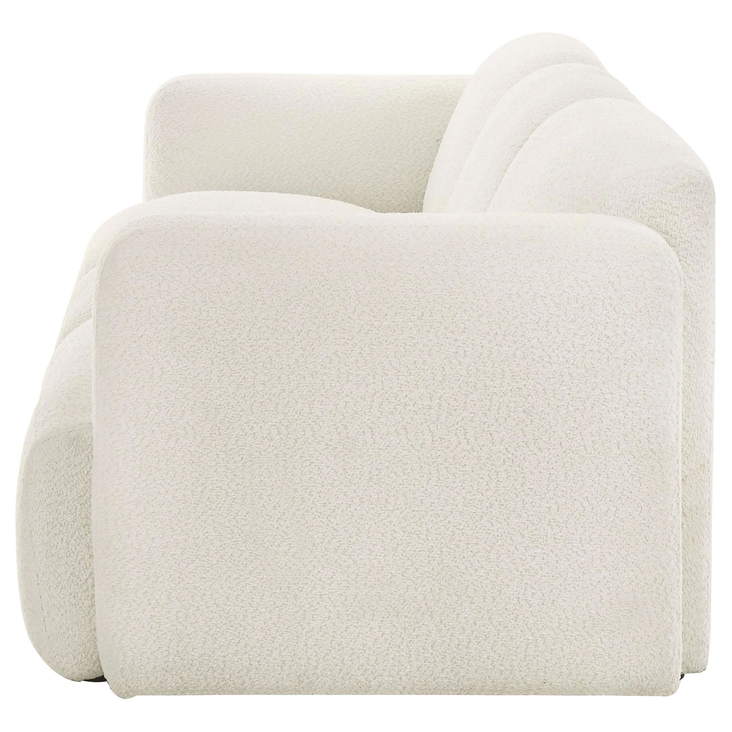 Dorset White Fabric Upholstered Round Track Arm Sofa - Image 4