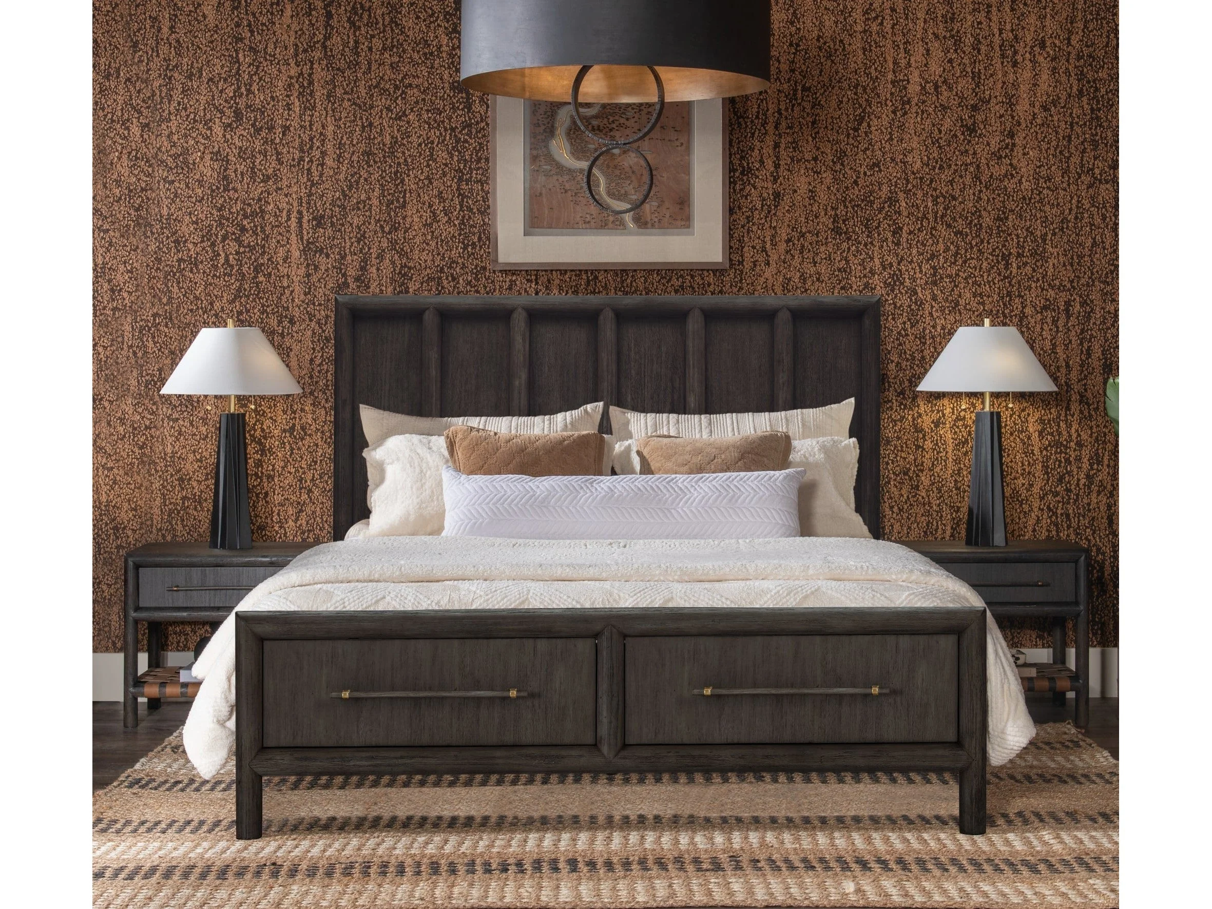 Dorsey Basalt Grey California King Wooden Two Drawer Storage Bed