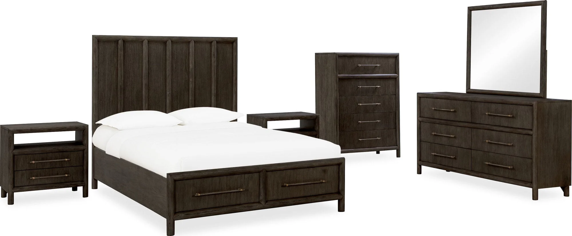 Dorsey Basalt Grey California King Wooden Two Drawer Storage Bed - Image 4