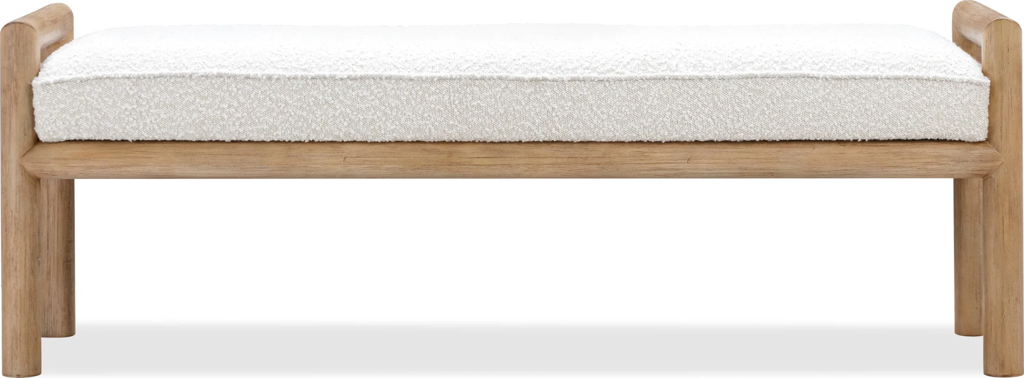 Dorsey Granola/Ricotta Boucle Upholstered Wooden Bench - Image 3